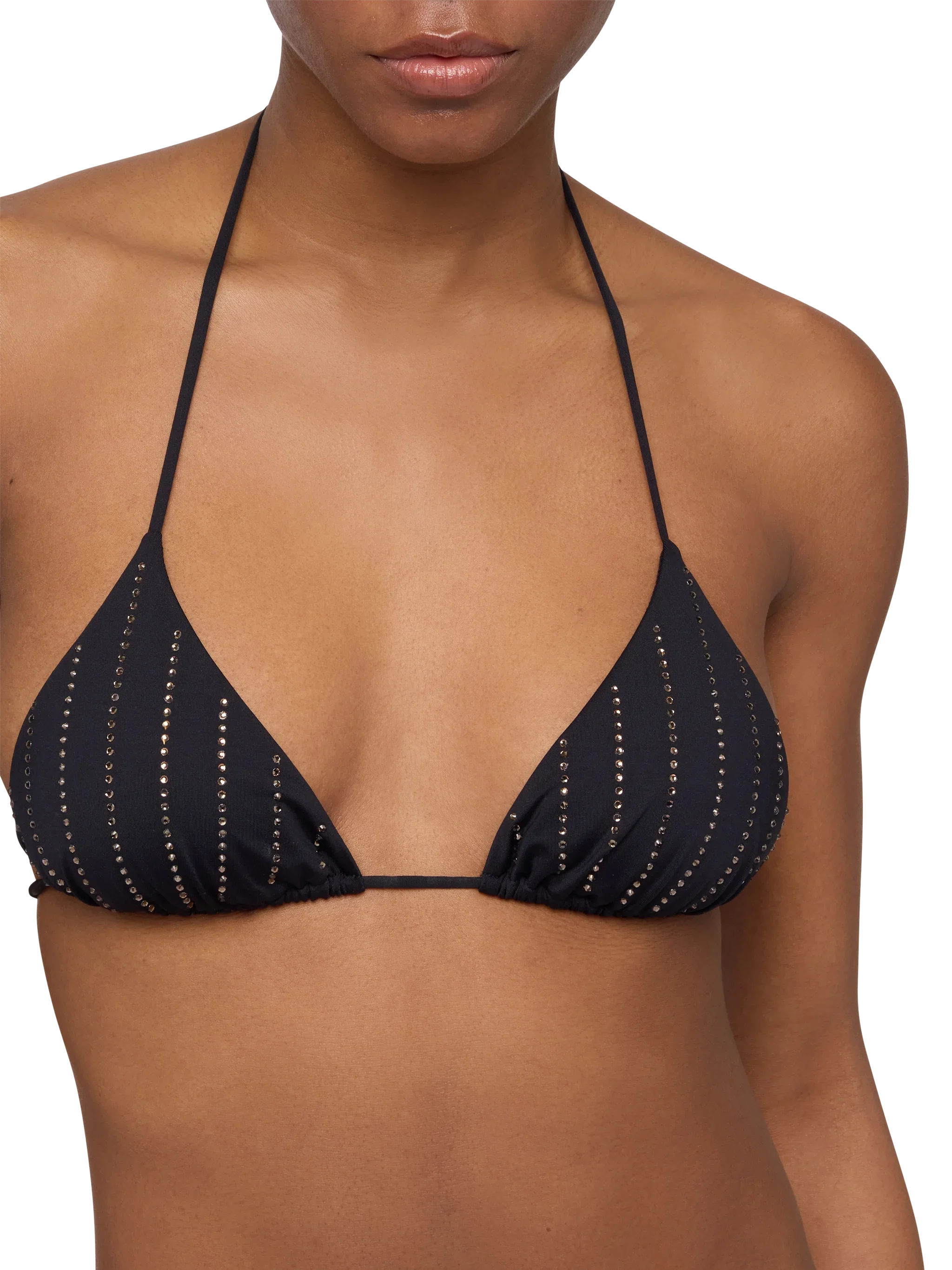 Leah black triangle top with striped rhinestone embellishment - Image 3