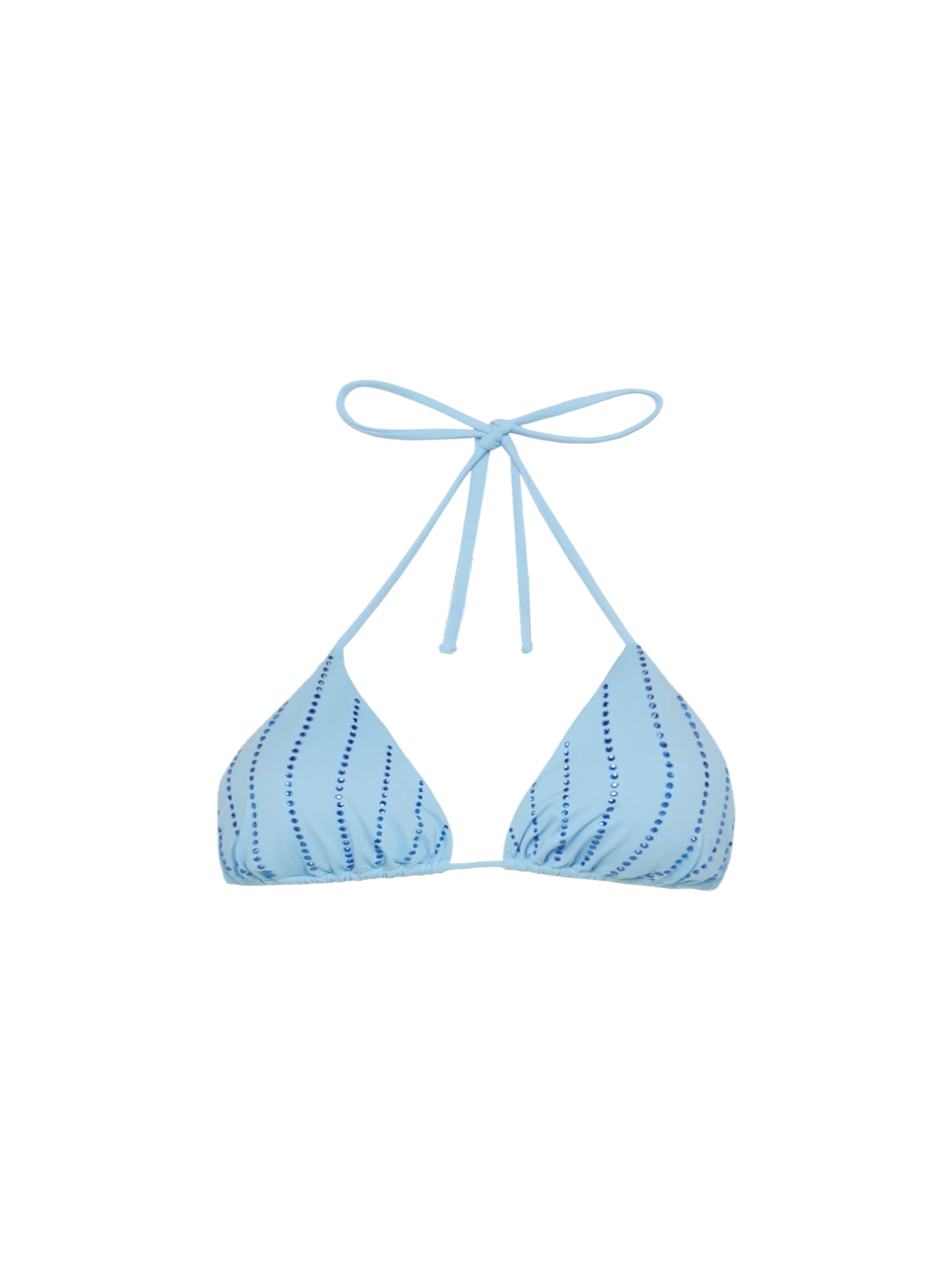 Leah light blue triangle top with striped rhinestone embellishment