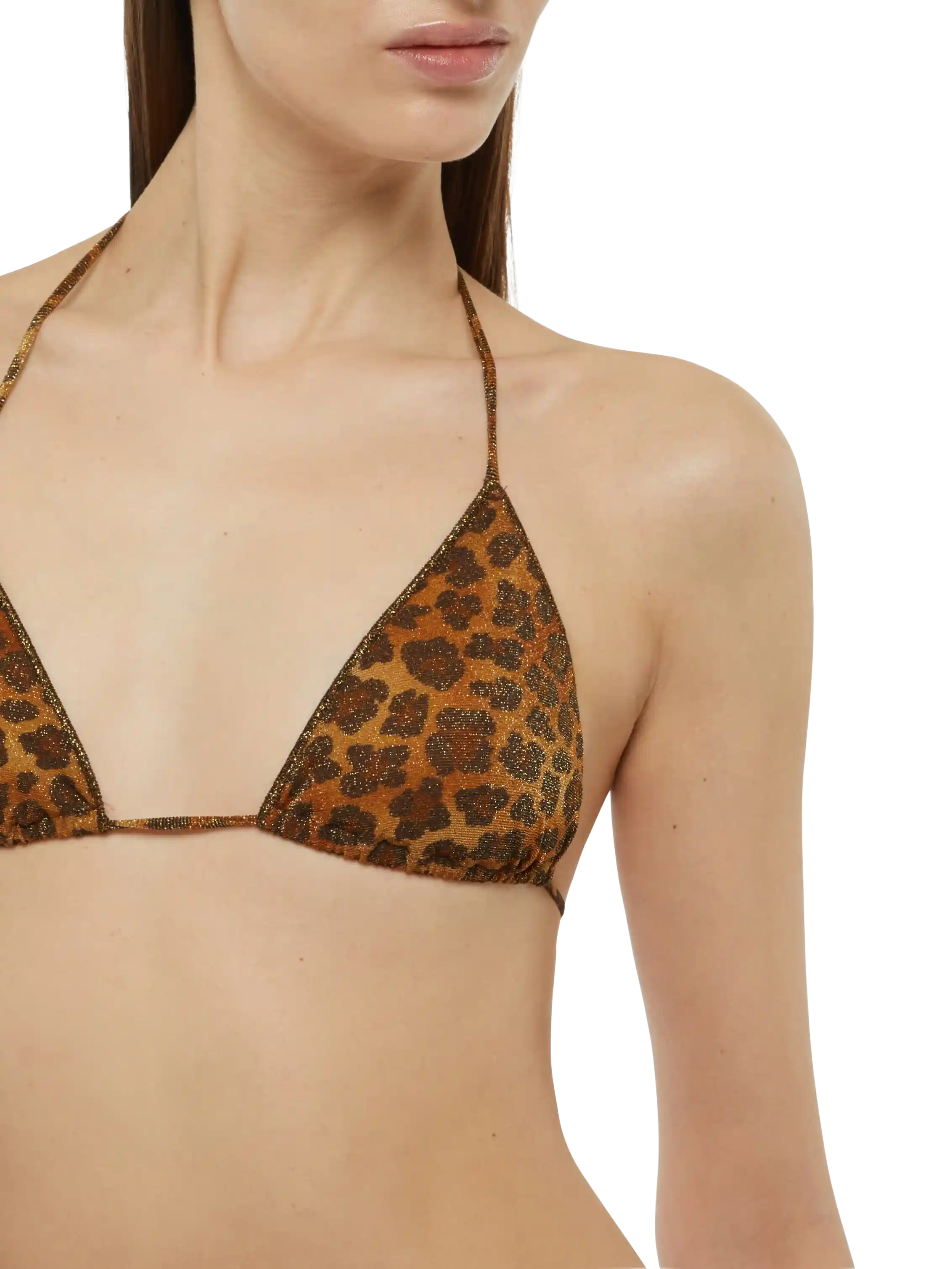 Leah lurex triangle top with animalier print - Image 3
