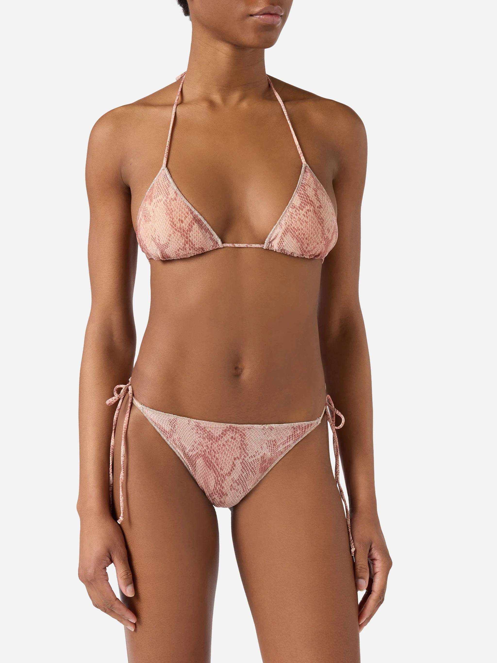 Leah Marielle Overlock python-print lurex bikini - Image 2