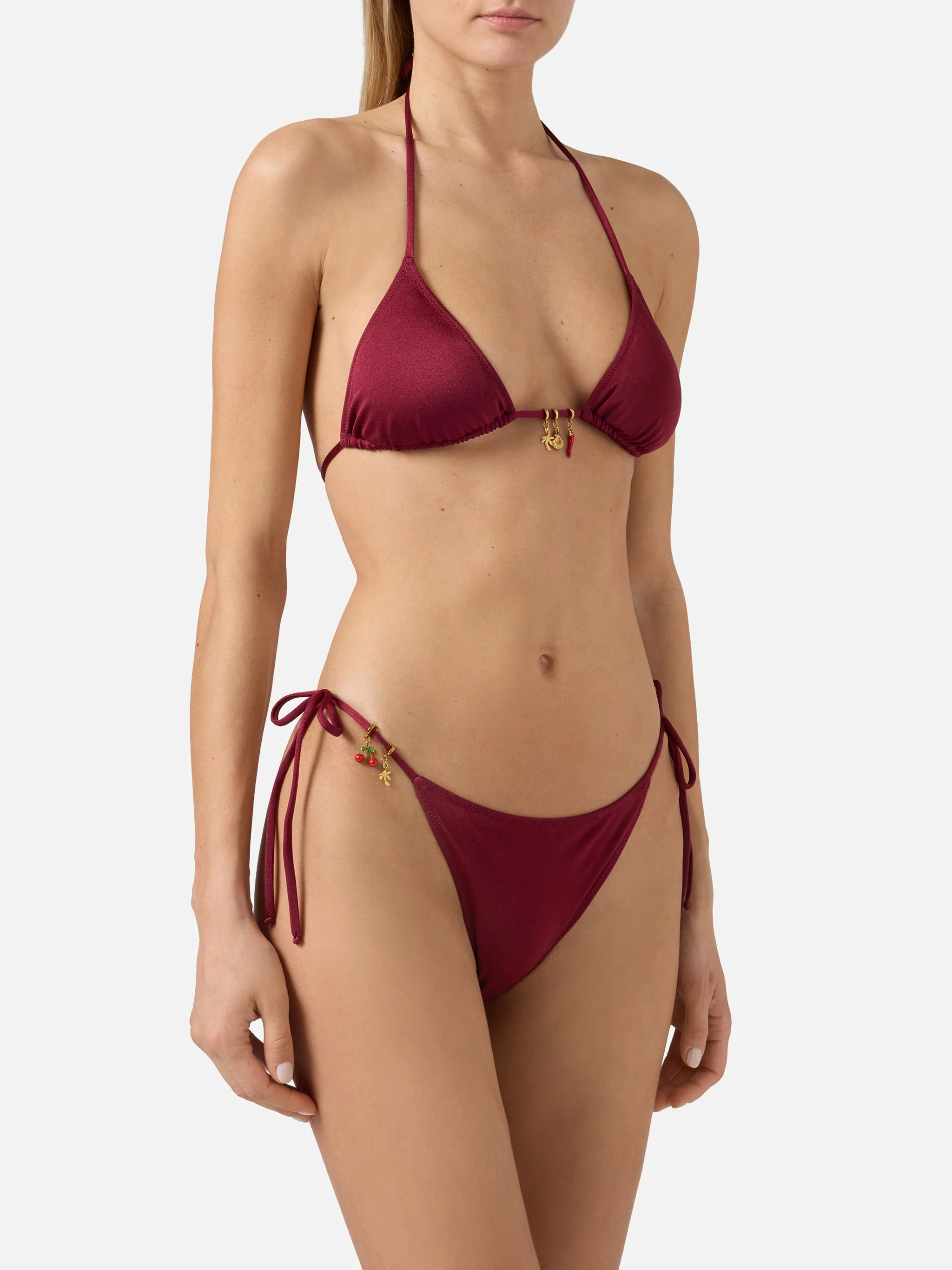 Leah Marielle red glossy finish bikini with charms - Image 2