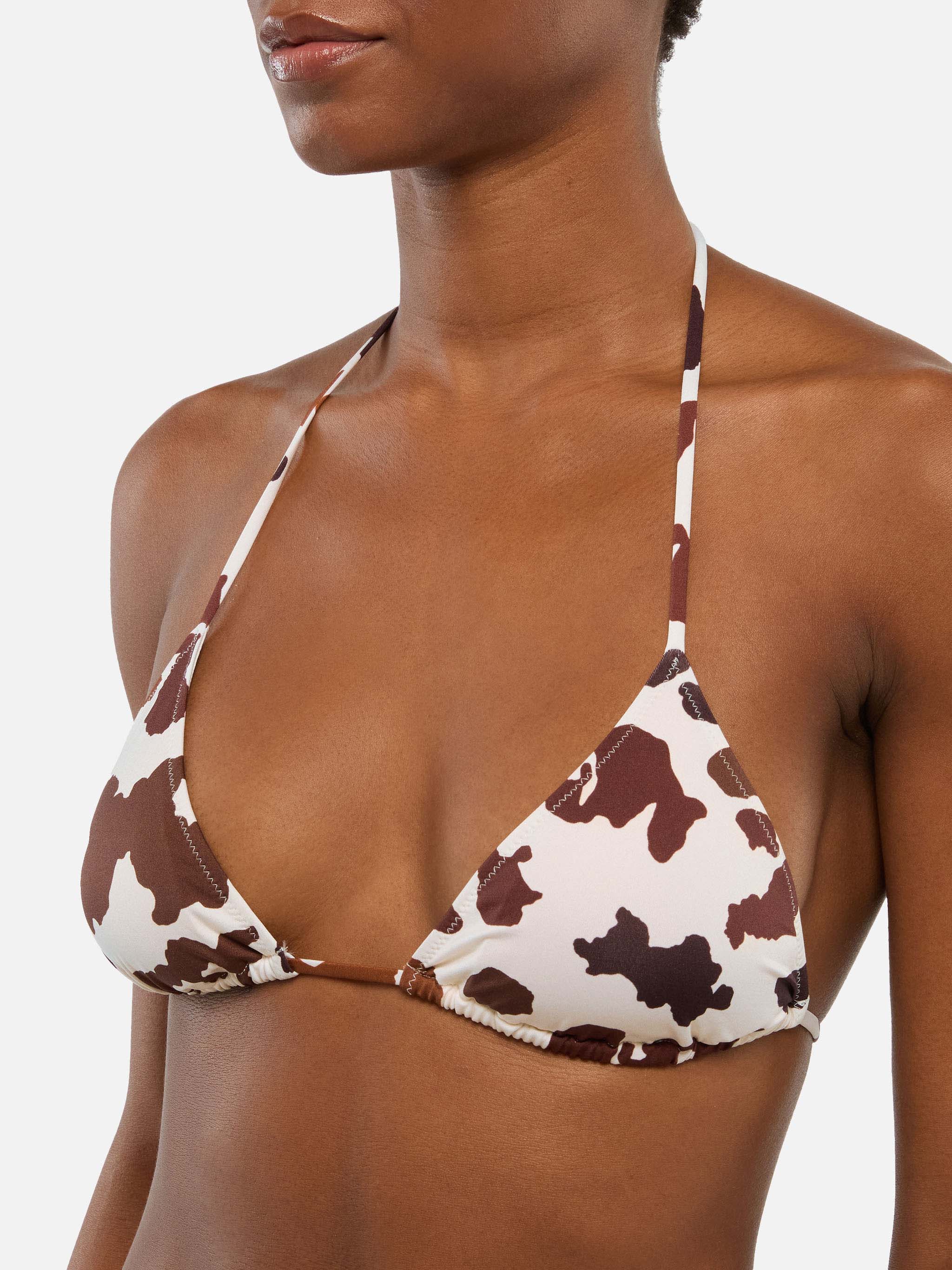 Leah triangle top swimsuit with cow skin print - Image 2