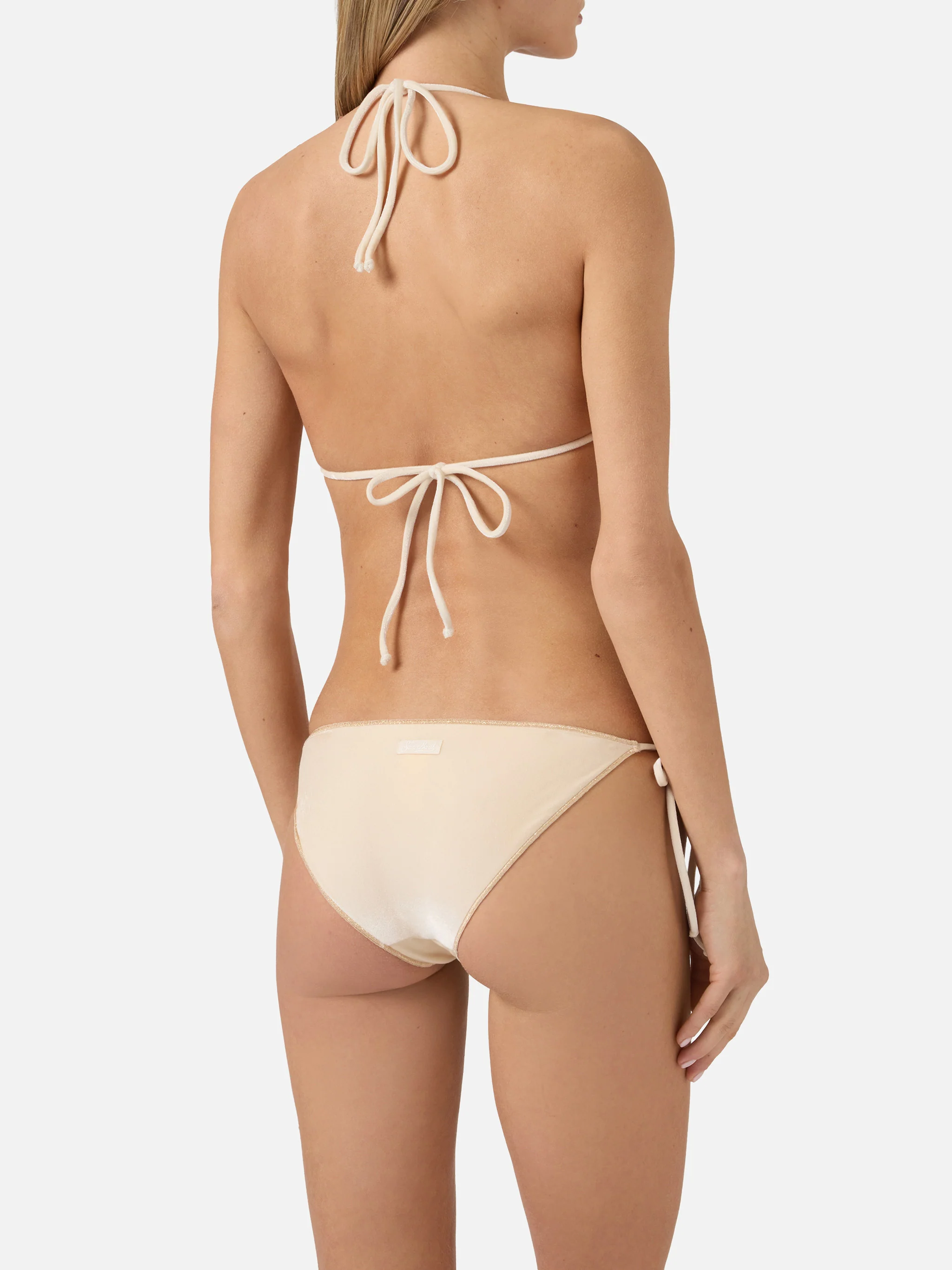 Leah Virgo Overlock bikini in gold velvet - Image 3