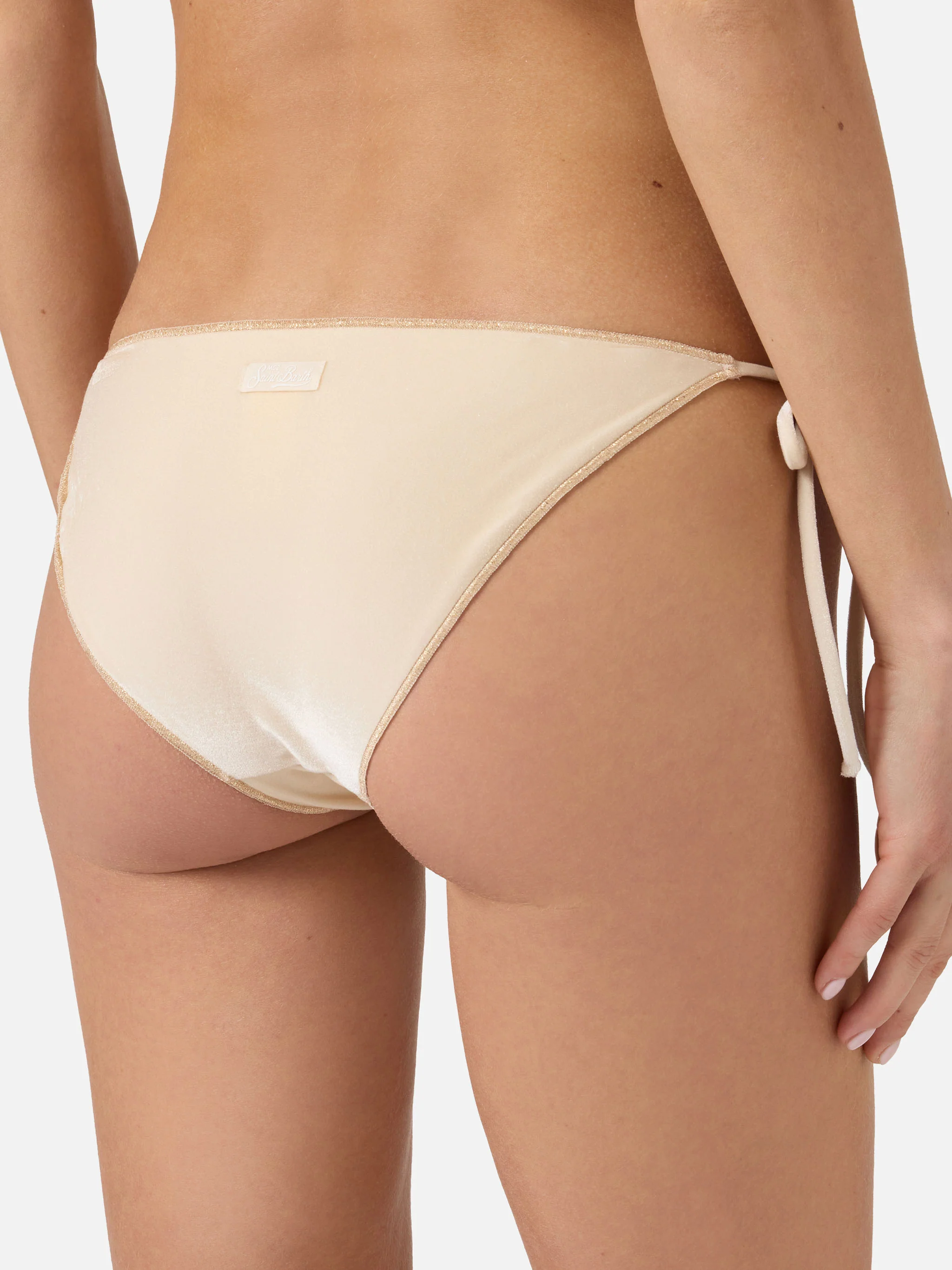 Leah Virgo Overlock bikini in gold velvet - Image 4