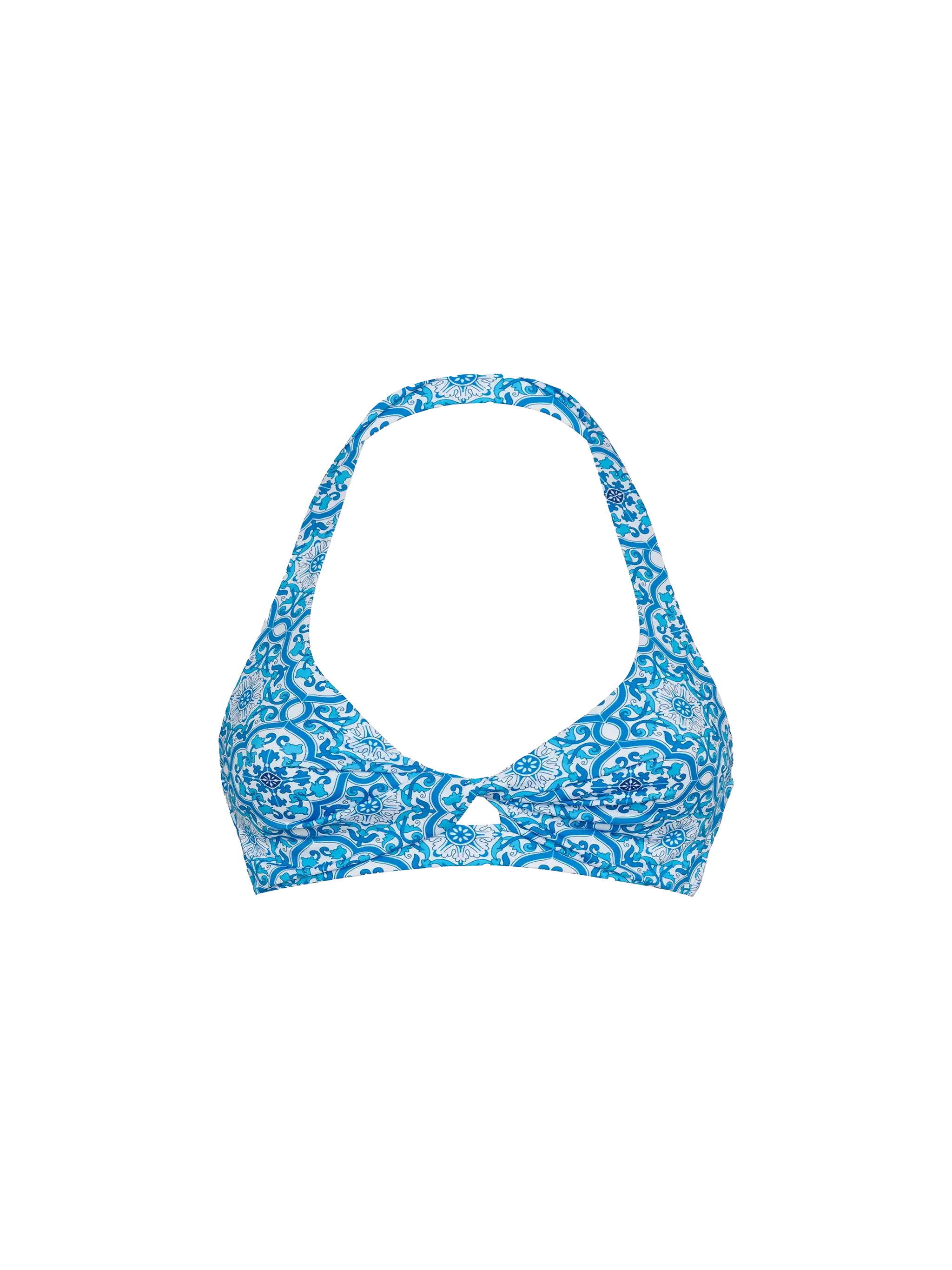 Leda triangle bralette top with majolica print