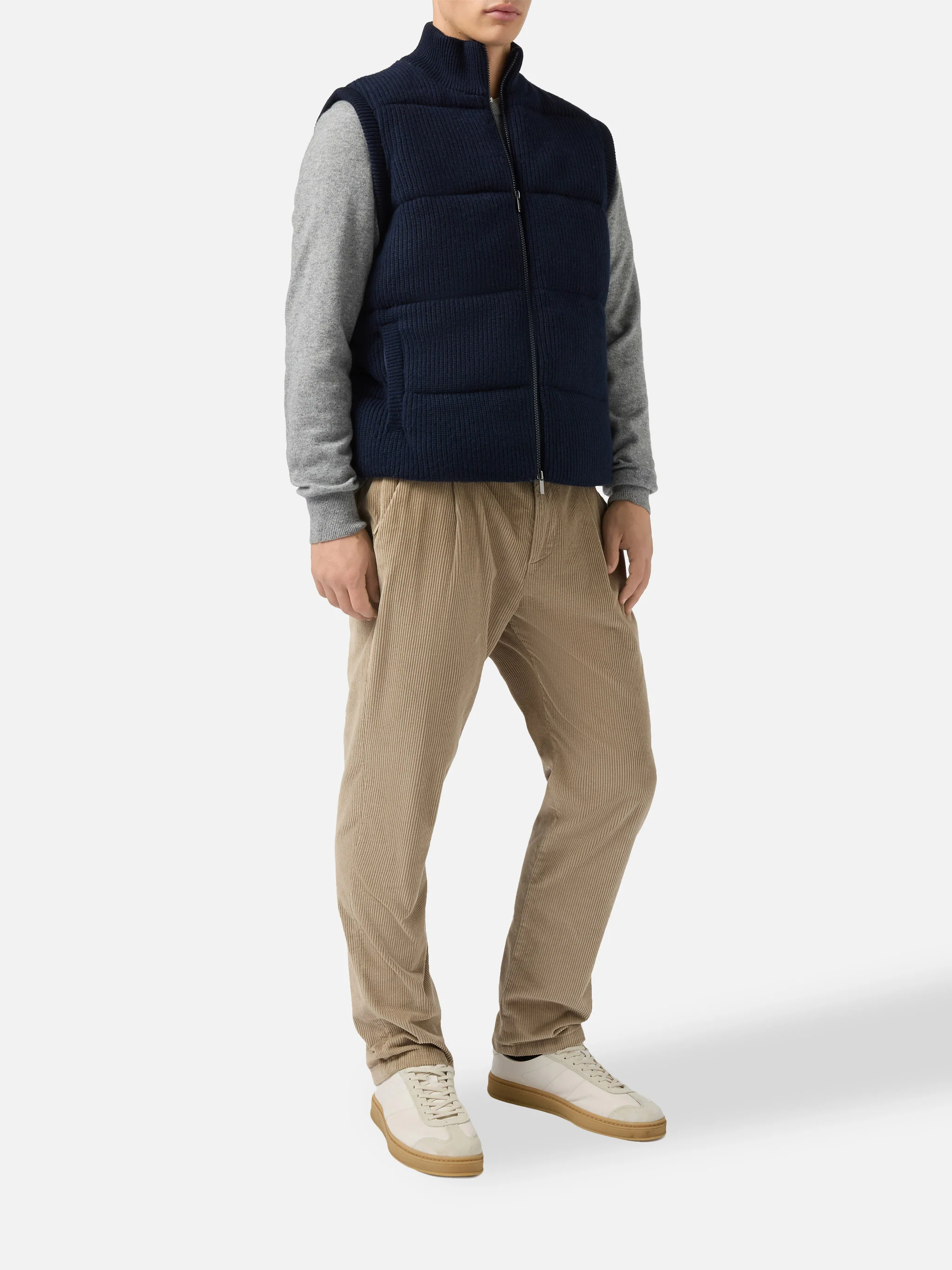 Leeds Knit padded gilet in blue - Image 2