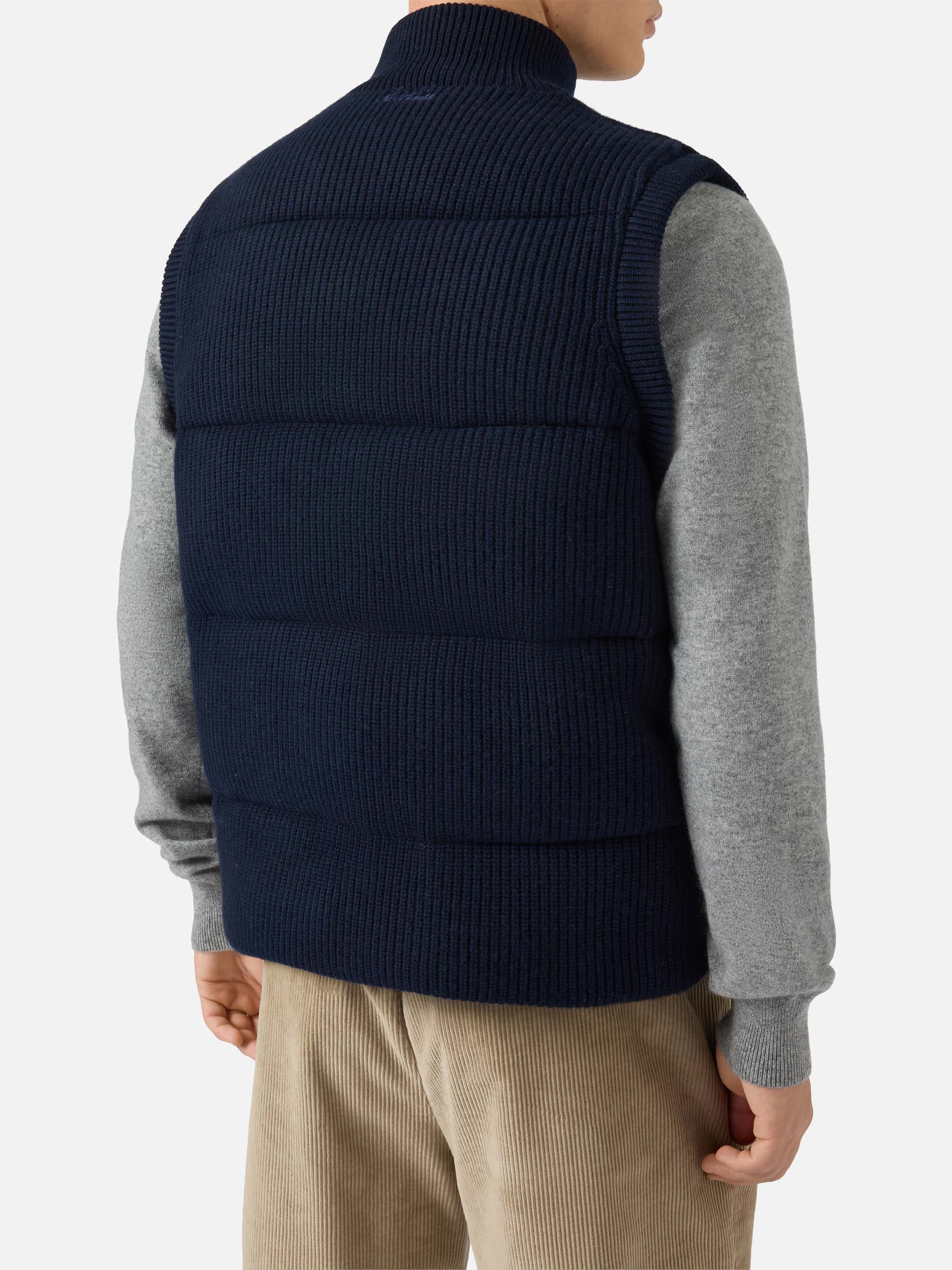 Leeds Knit padded gilet in blue - Image 6