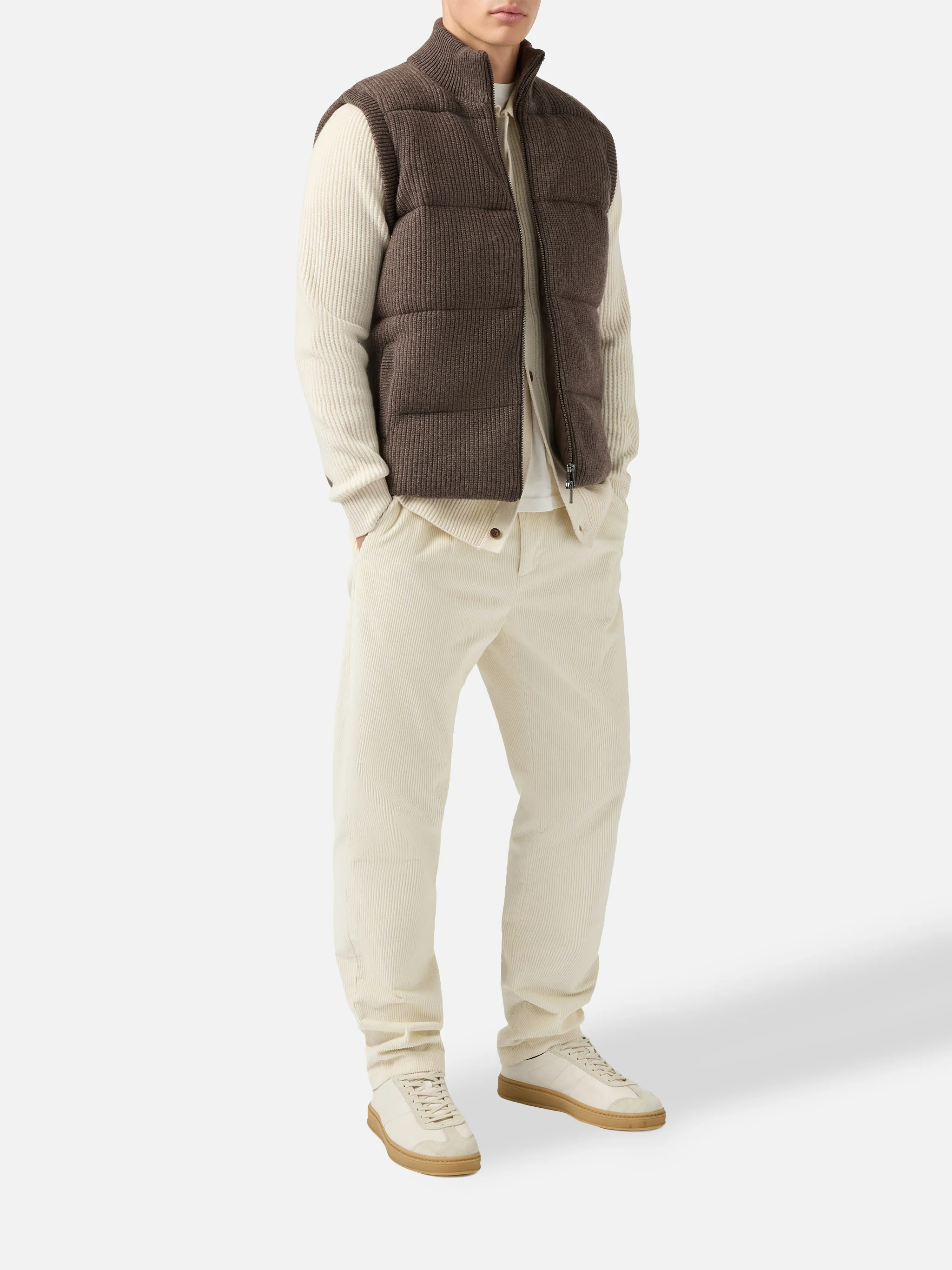 Leeds Knit padded gilet in hazelnut - Image 2