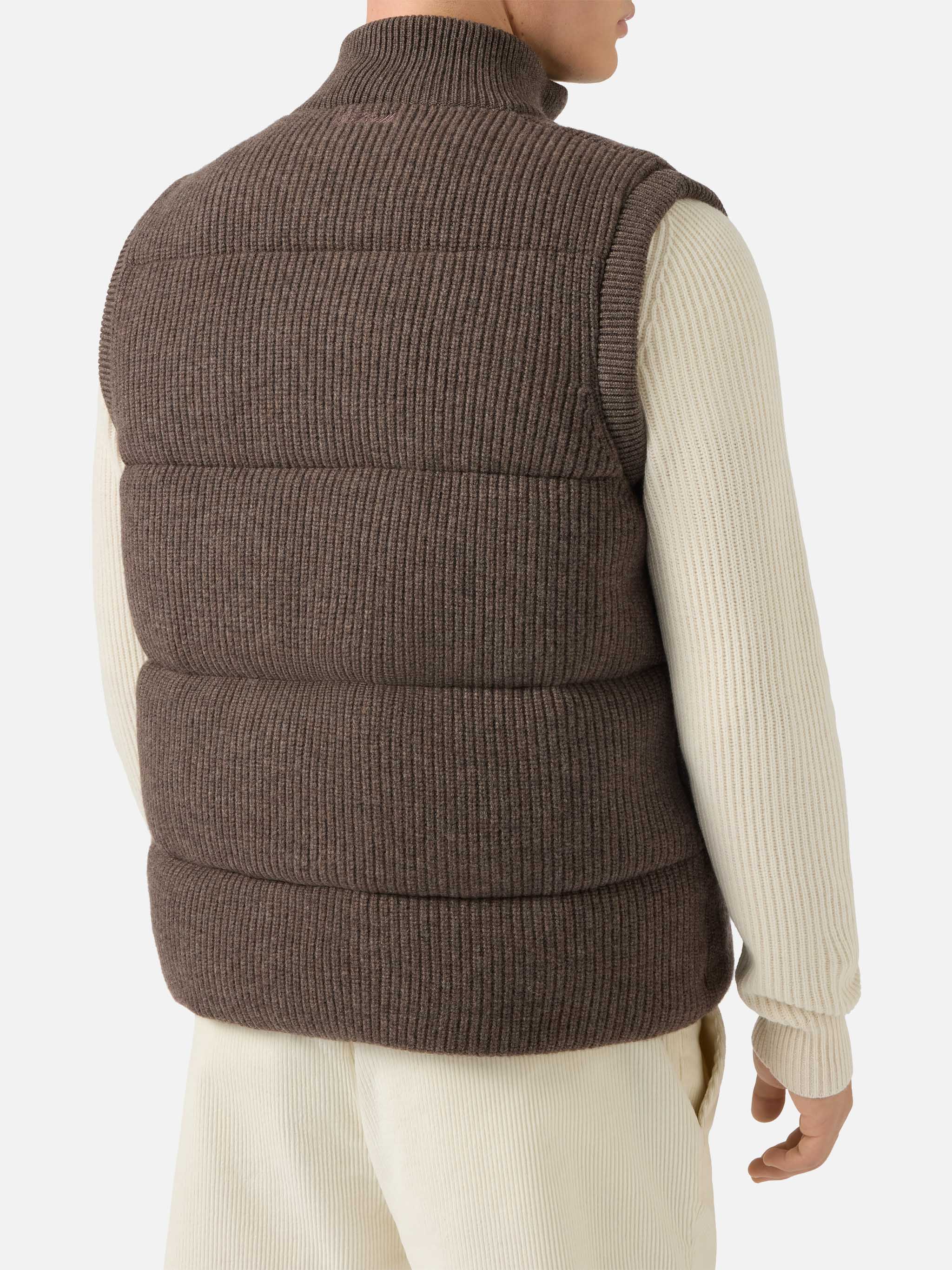 Leeds Knit padded gilet in hazelnut - Image 3