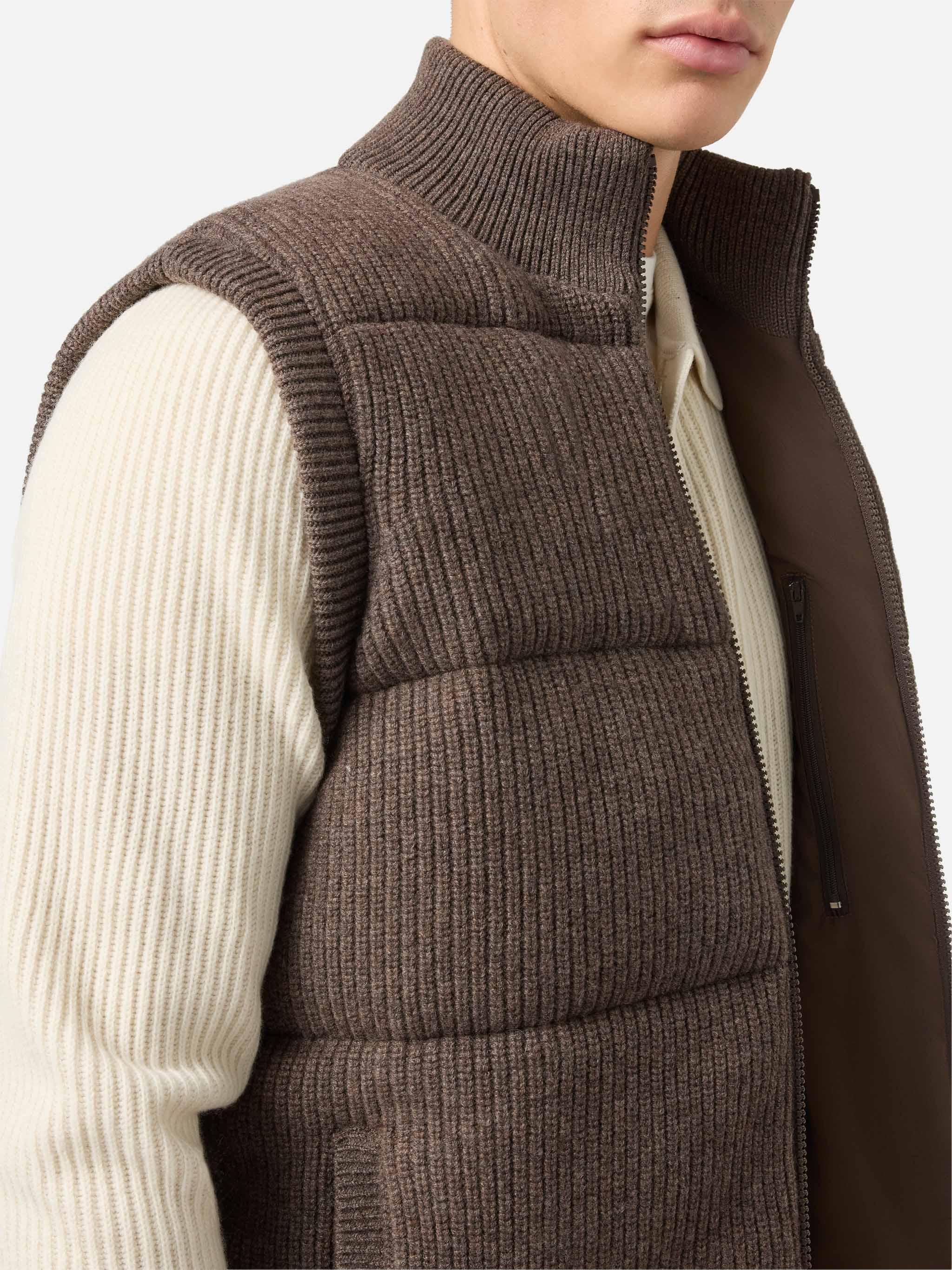 Leeds Knit padded gilet in hazelnut - Image 4