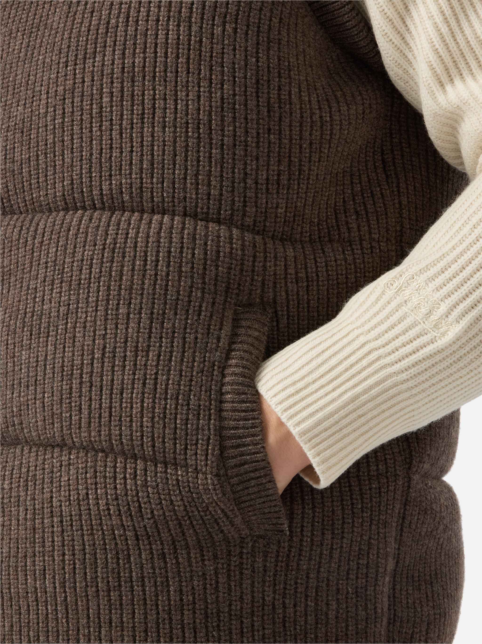Leeds Knit padded gilet in hazelnut - Image 5