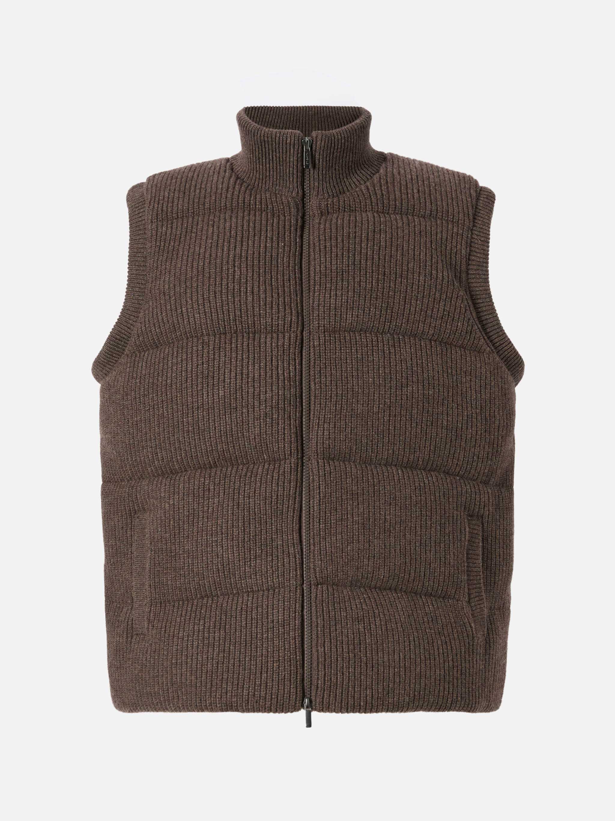 Leeds Knit padded gilet in hazelnut - Image 7