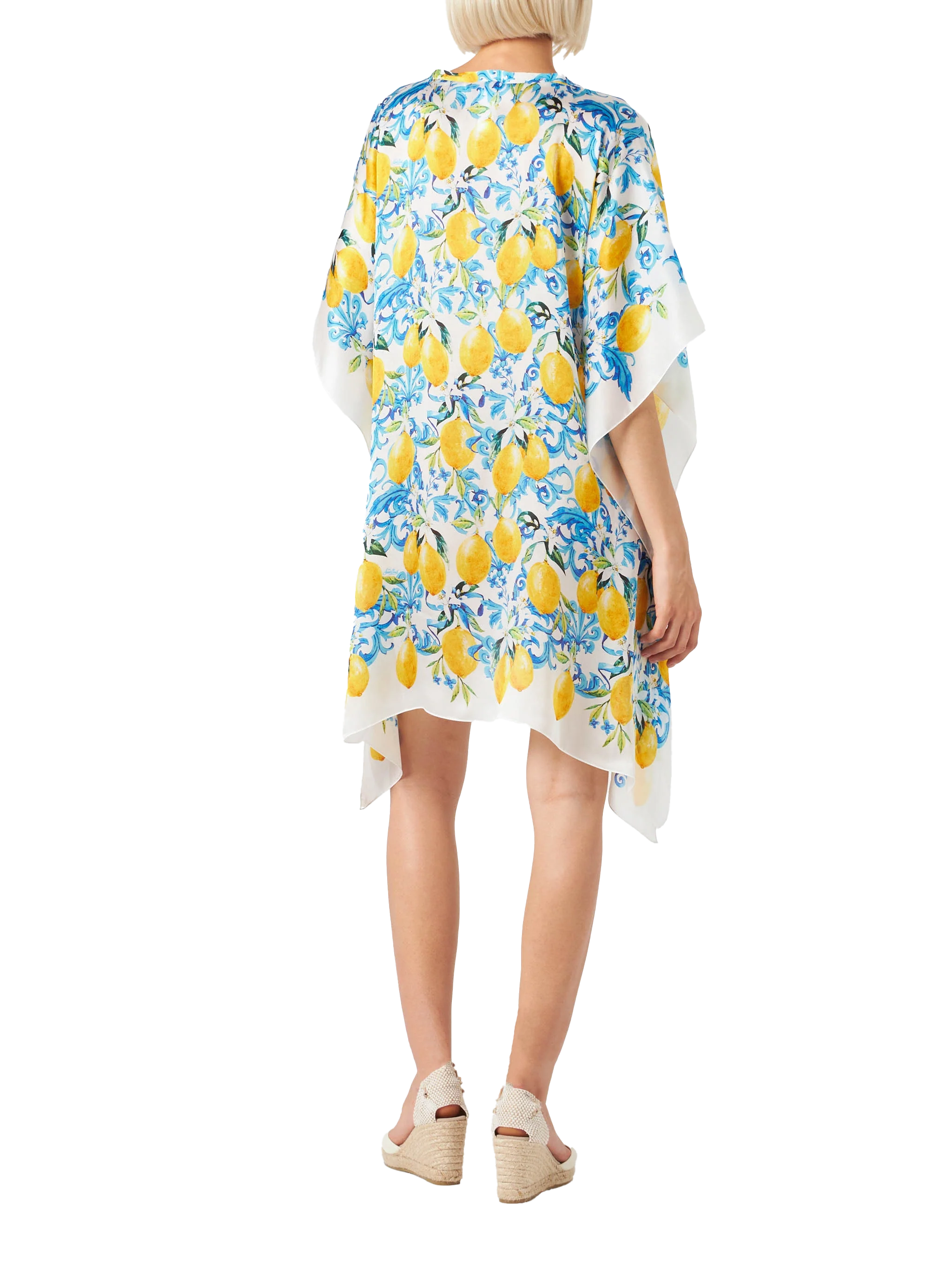 Lemons and maiolica print silk caftan - Image 3