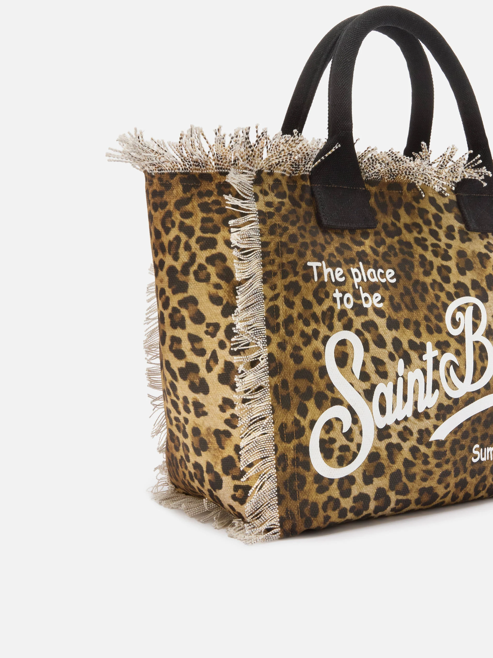 Leopard print canvas Vanity regular bag with fringes - Image 2