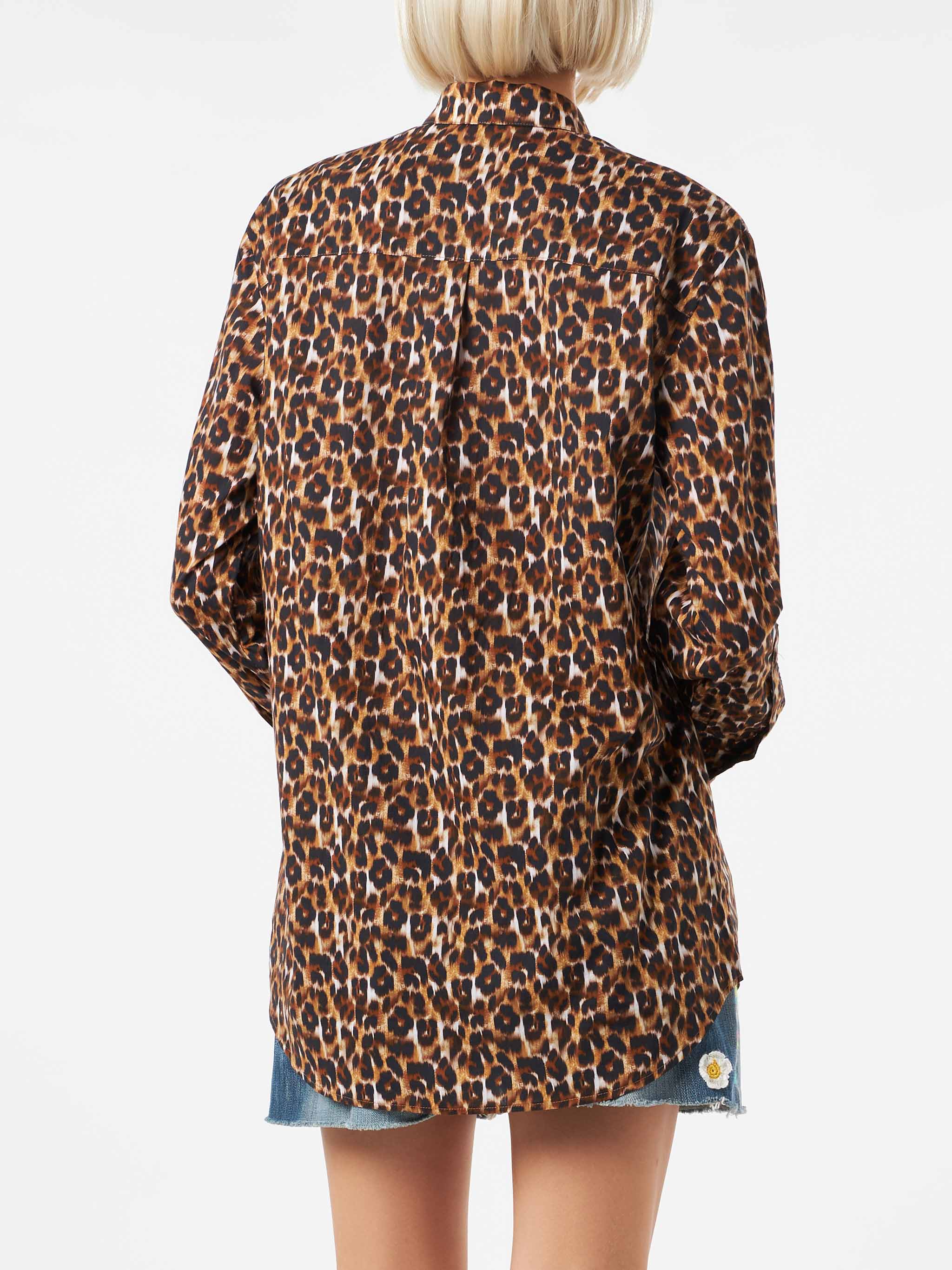 Leopard print cotton shirt with embroidery - Image 2
