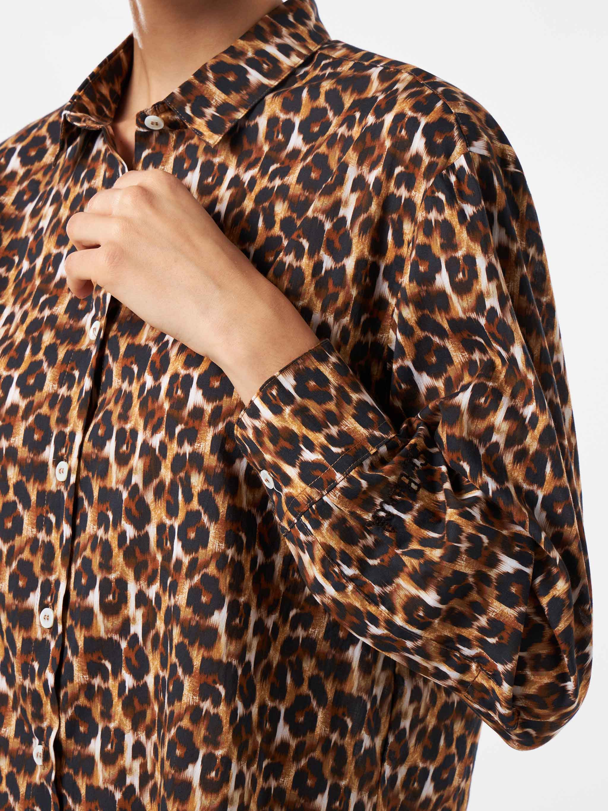 Leopard print cotton shirt with embroidery - Image 3