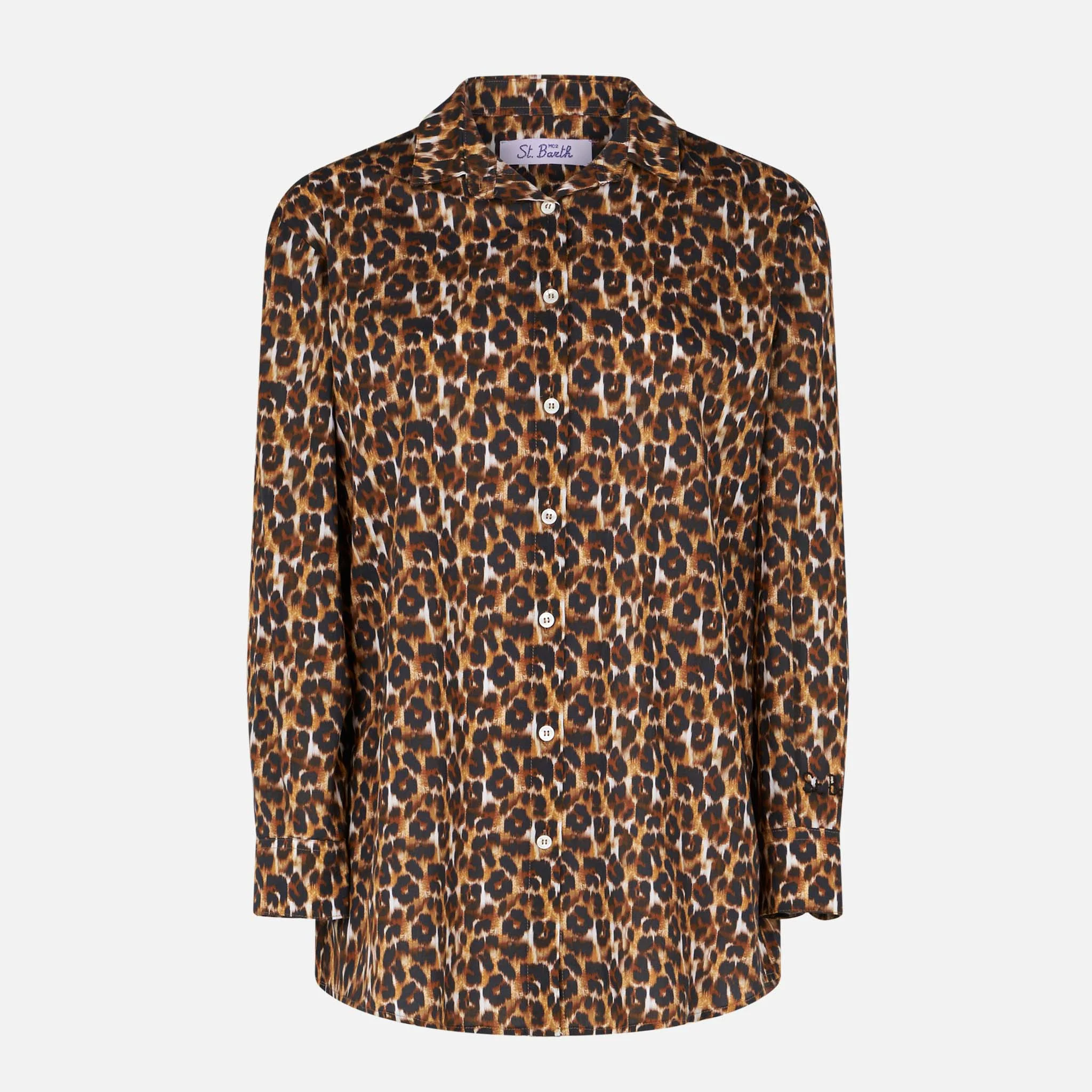 Leopard print cotton shirt with embroidery - Image 4