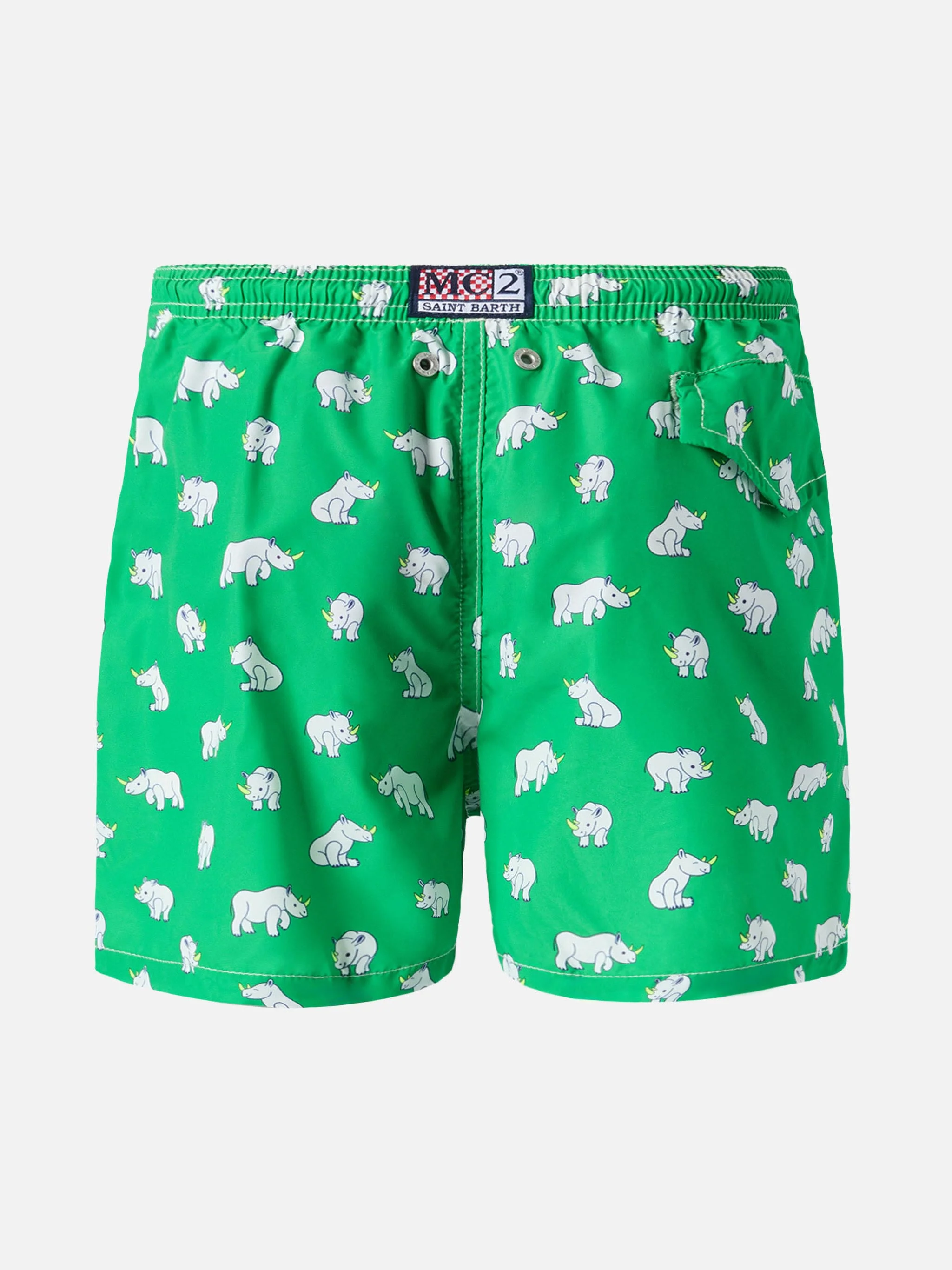 Lghtweight fabric swim-shorts Jean Lighting with rhino print - Image 2