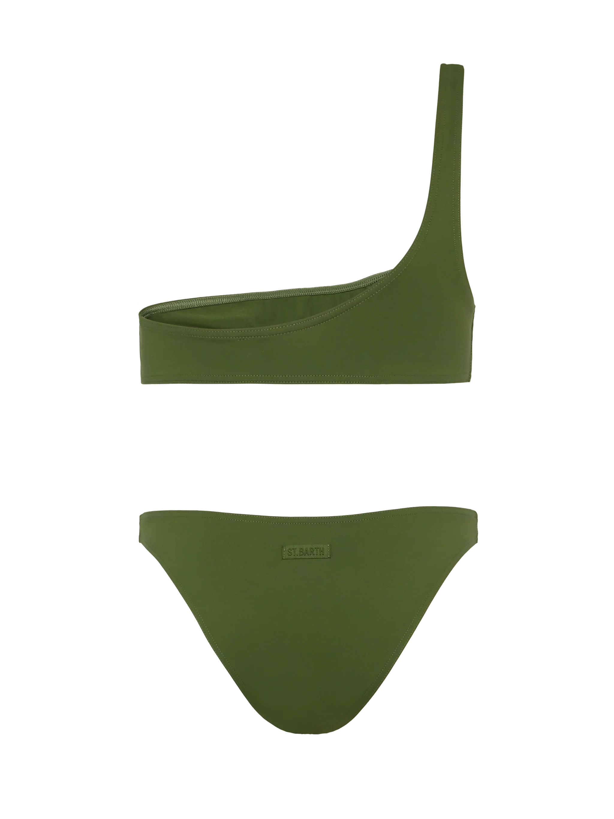Celestine Lido military green bikini with one-shoulder bralette top and classic briefs - Image 3