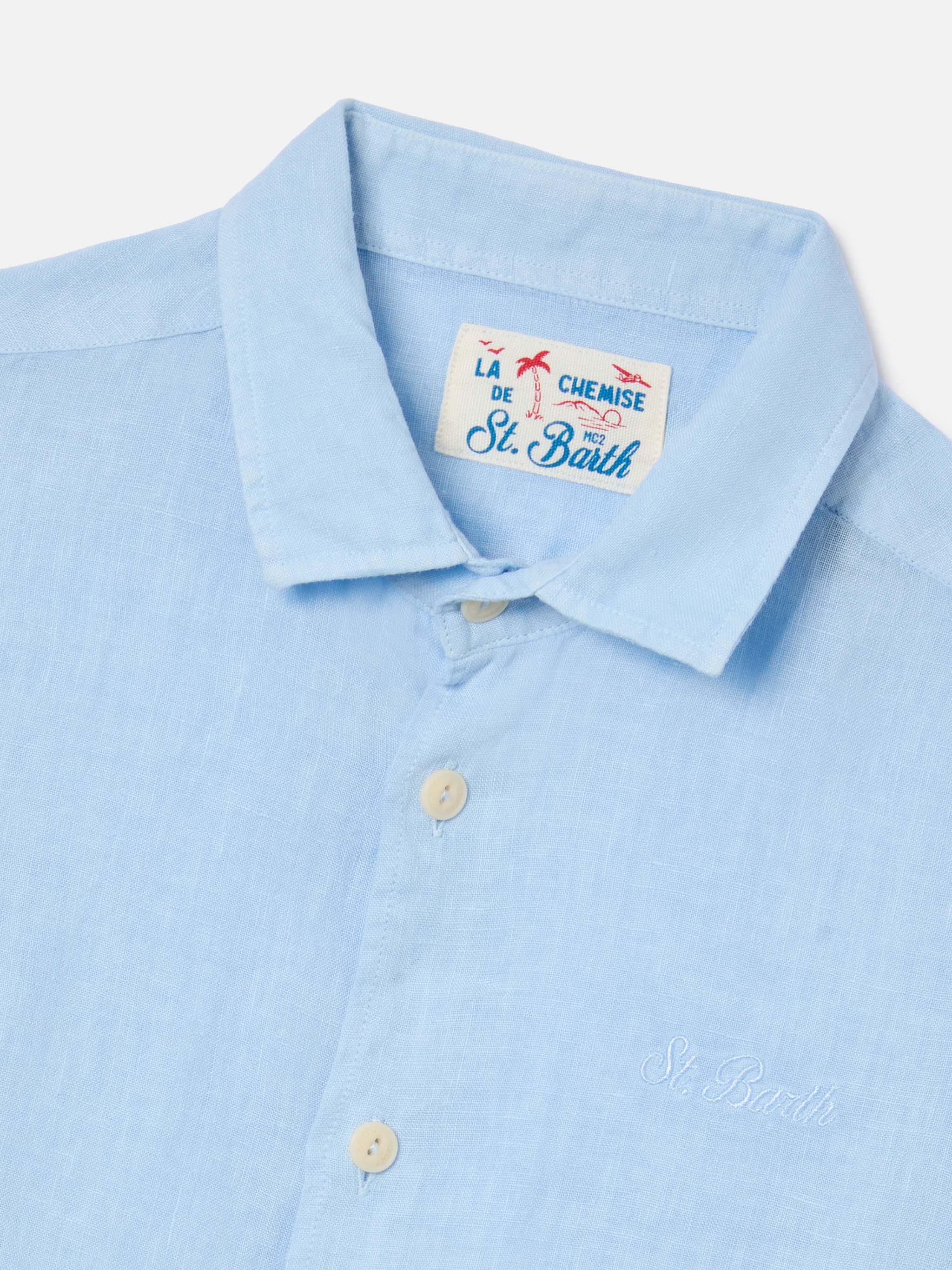 Light blue Agnes shirt in linen - Image 2