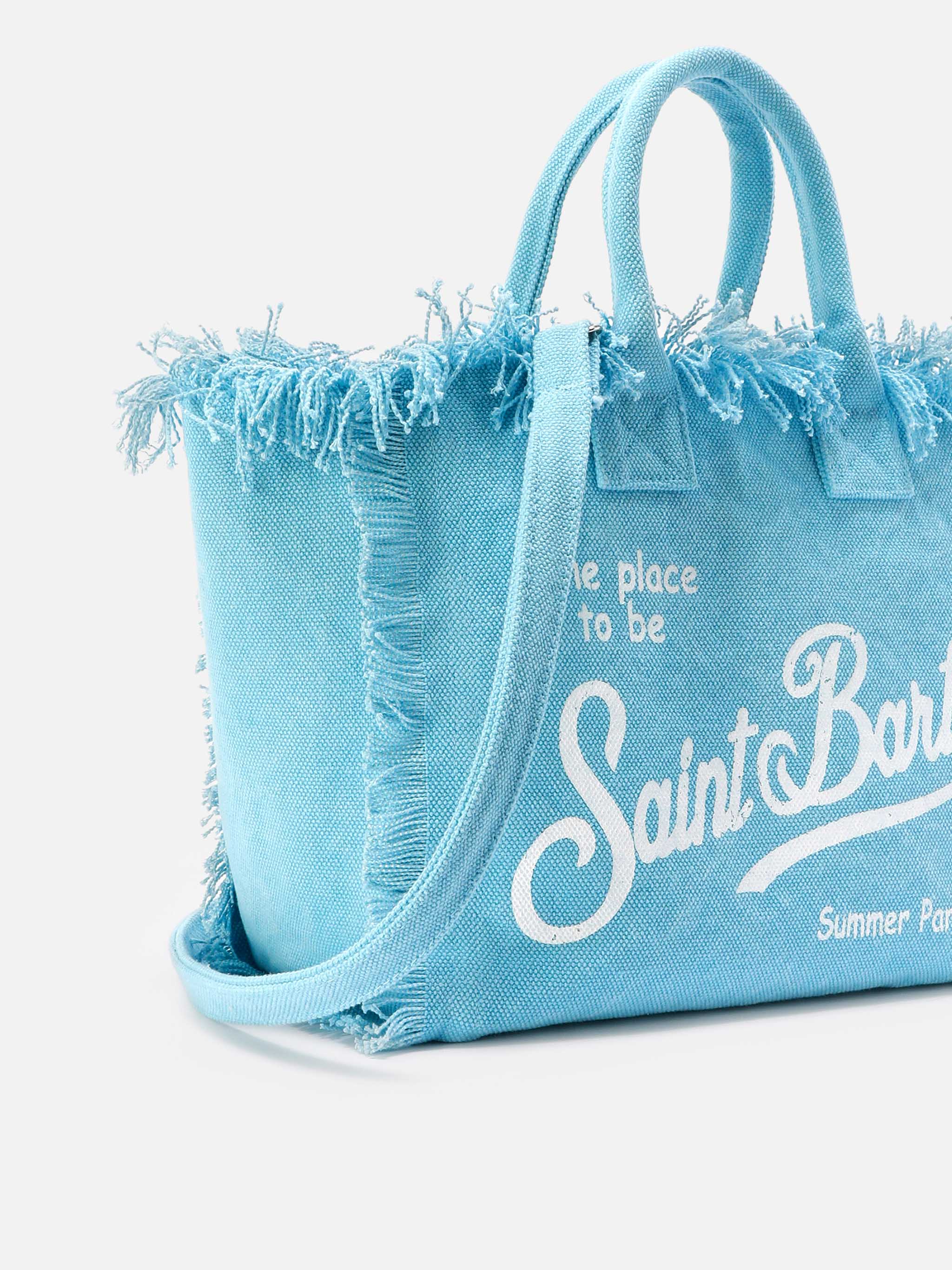 Light blue canvas Colette bag with fringes - Image 3