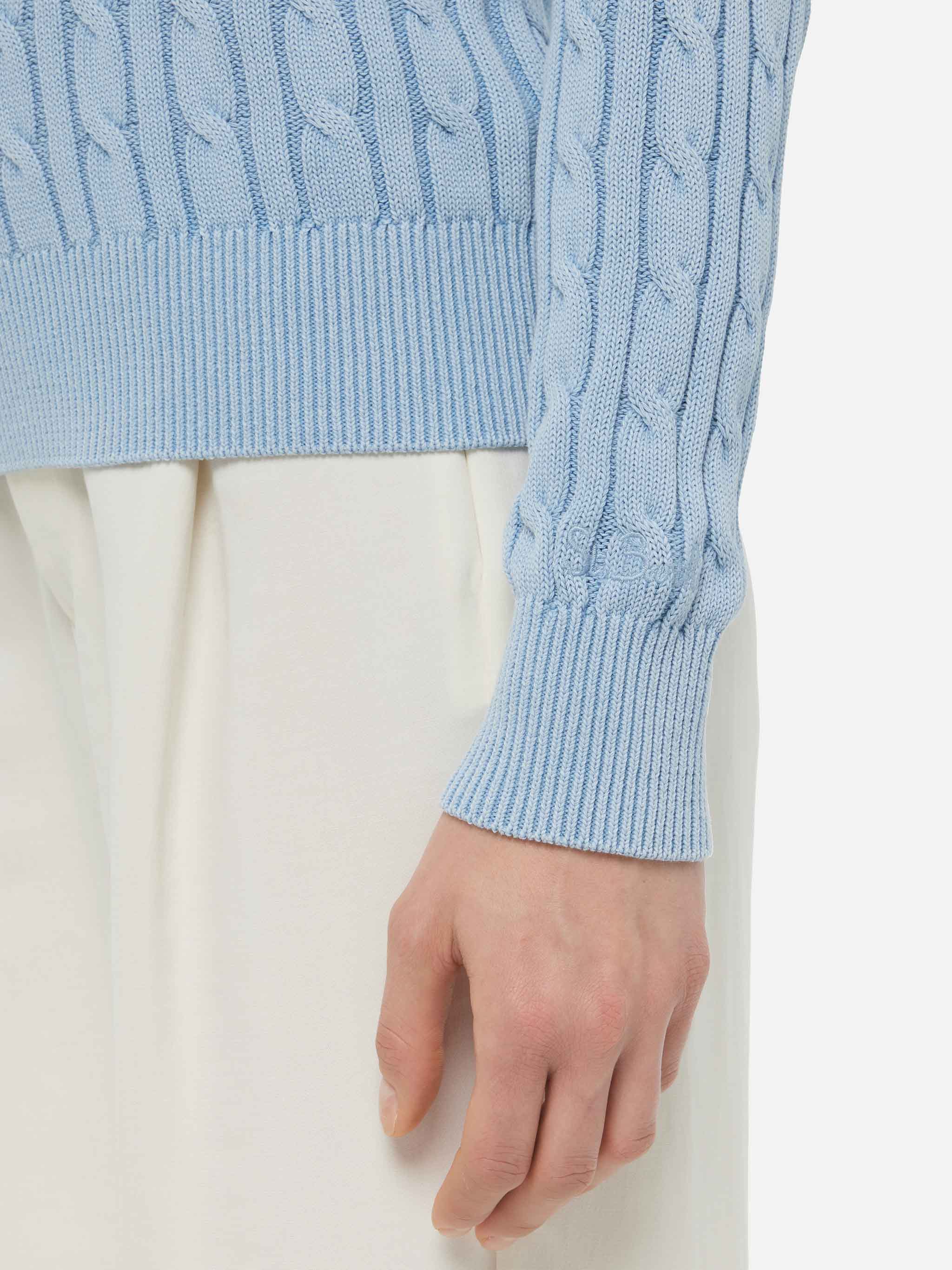 Light blue cotton cable knit sweater New Queen - Image 2