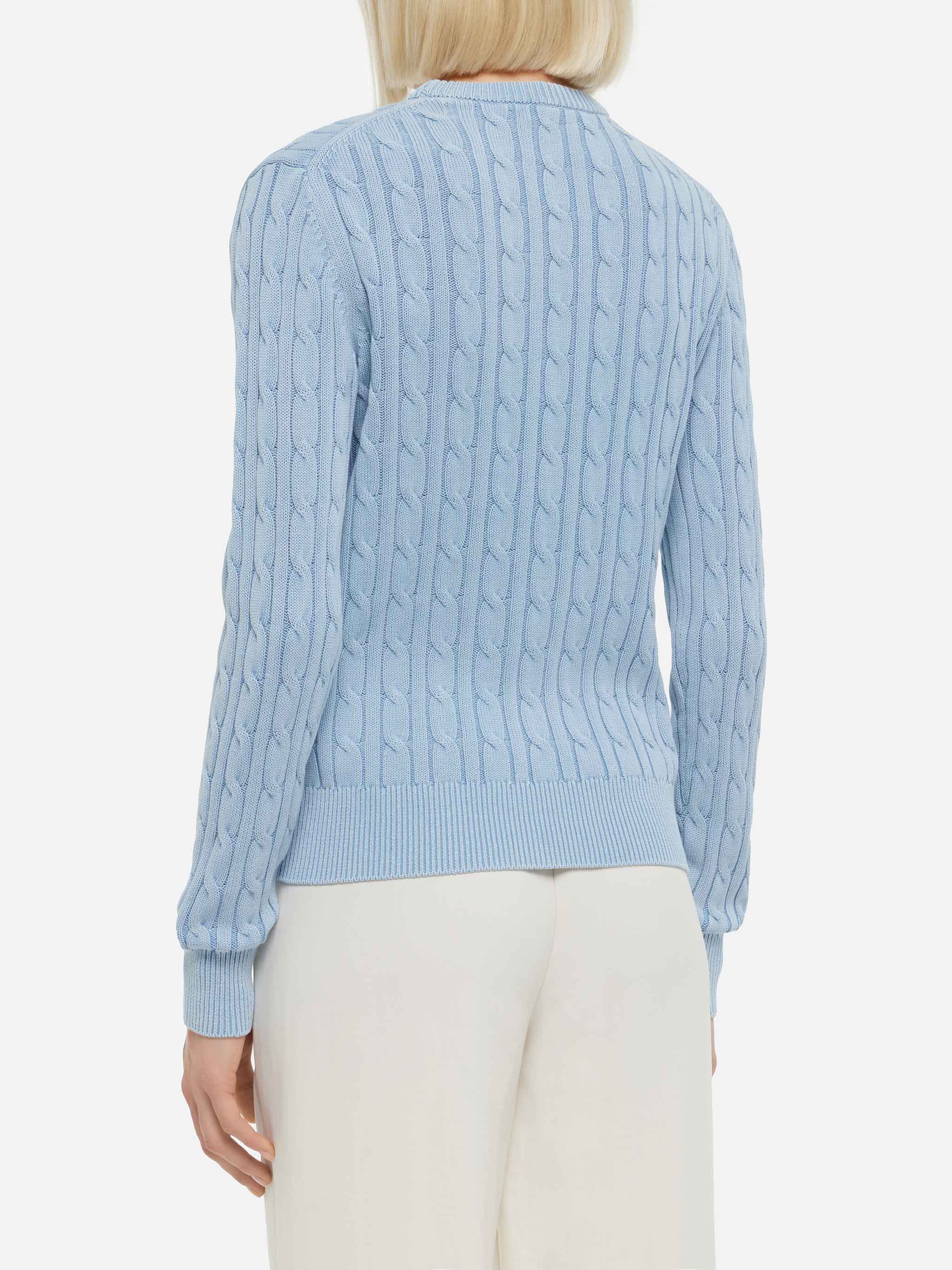Light blue cotton cable knit sweater New Queen - Image 3
