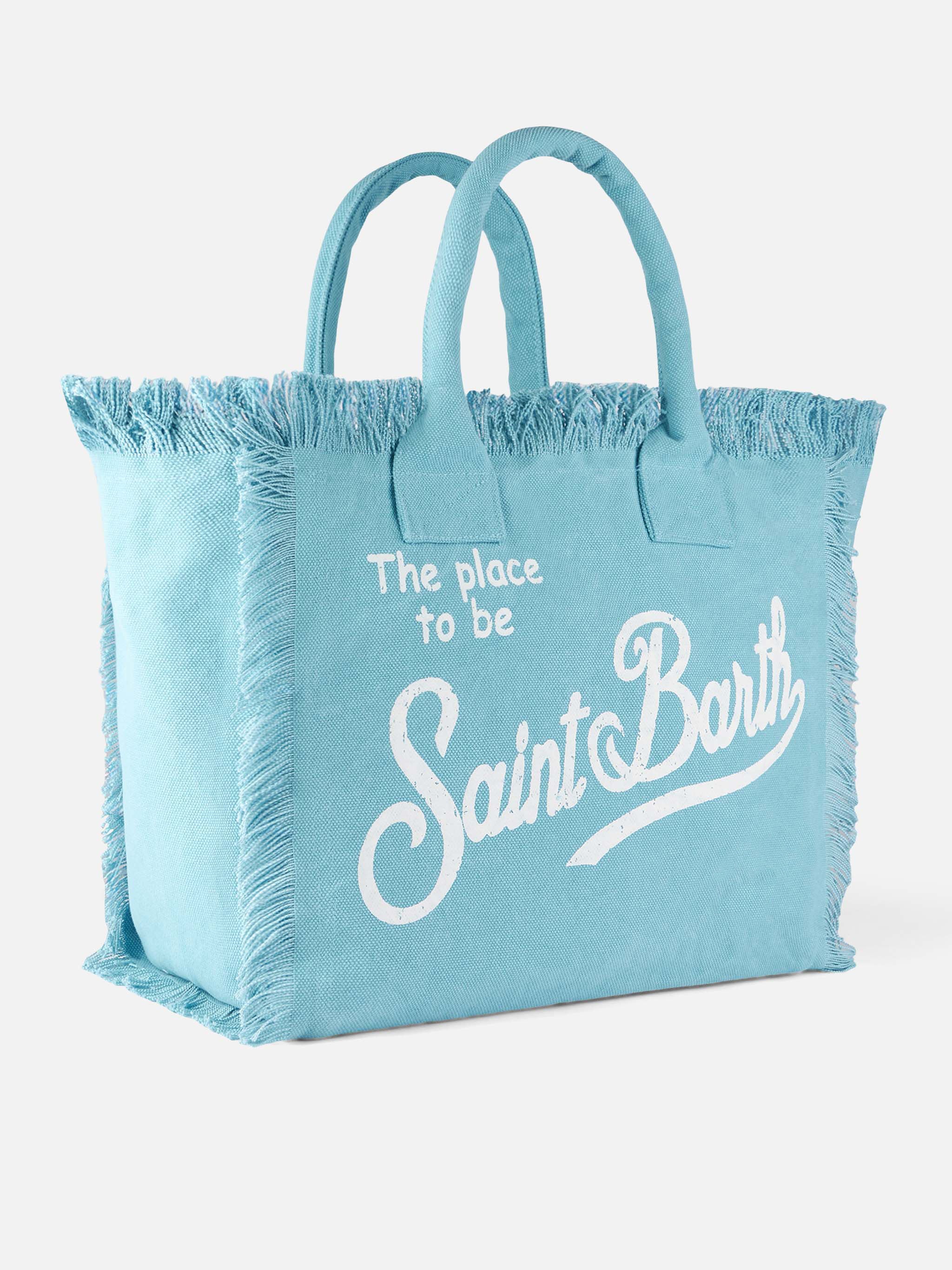 Light blue cotton canvas Vanity tote bag - Image 2
