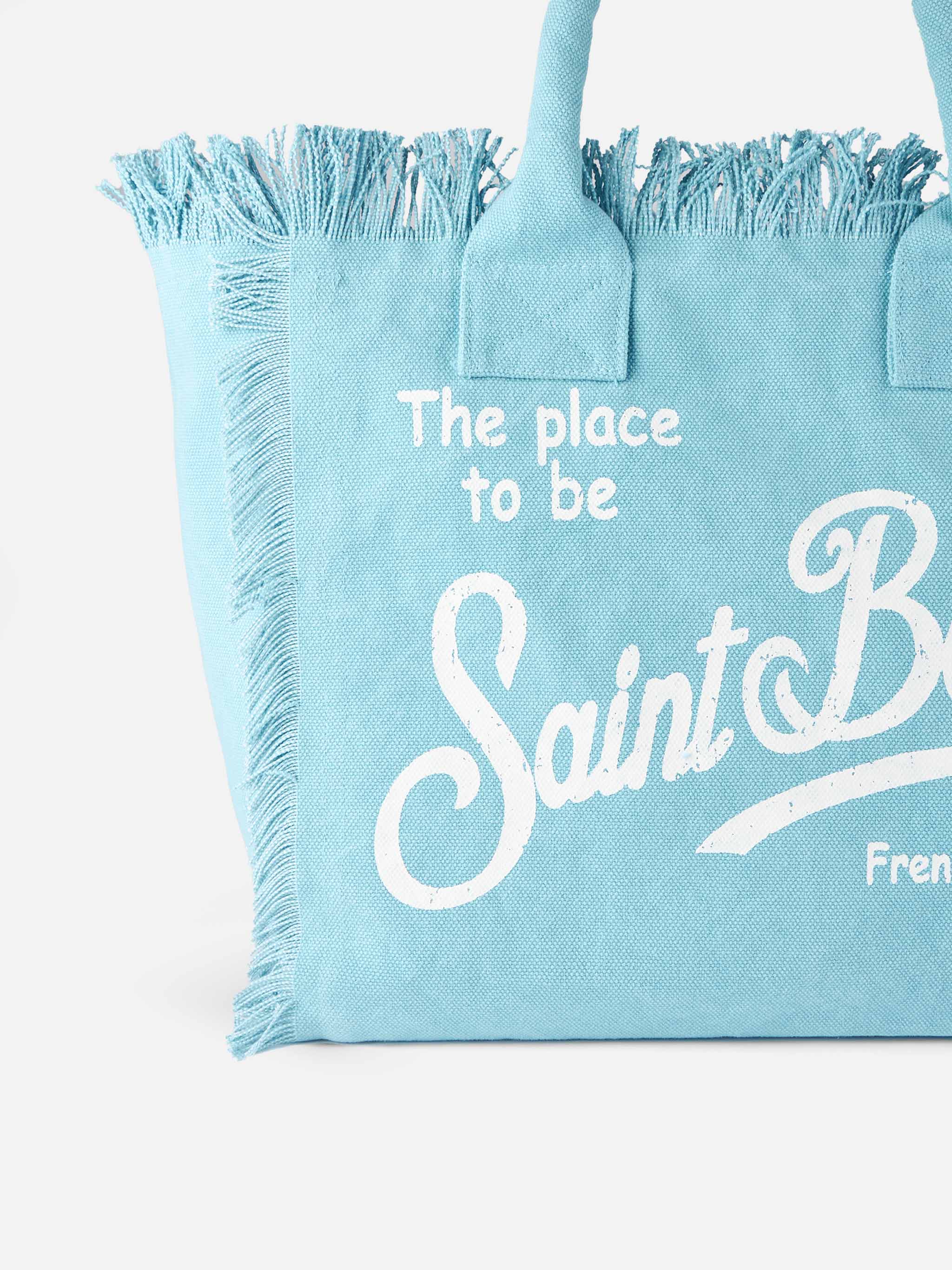 Light blue cotton canvas Vanity tote bag - Image 4