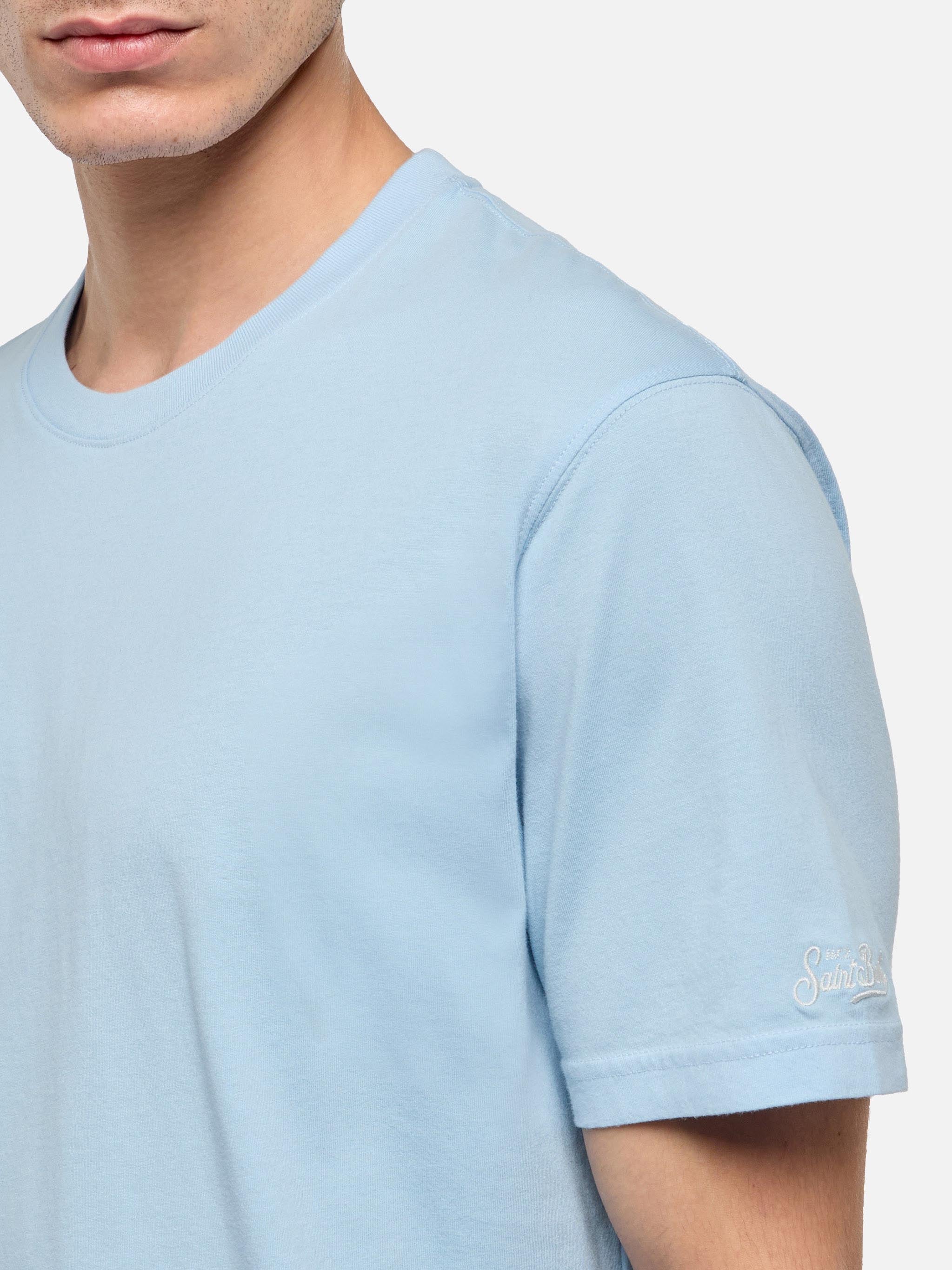 Light blue cotton jersey t-shirt Dover with St. Barth embroidery - Image 3