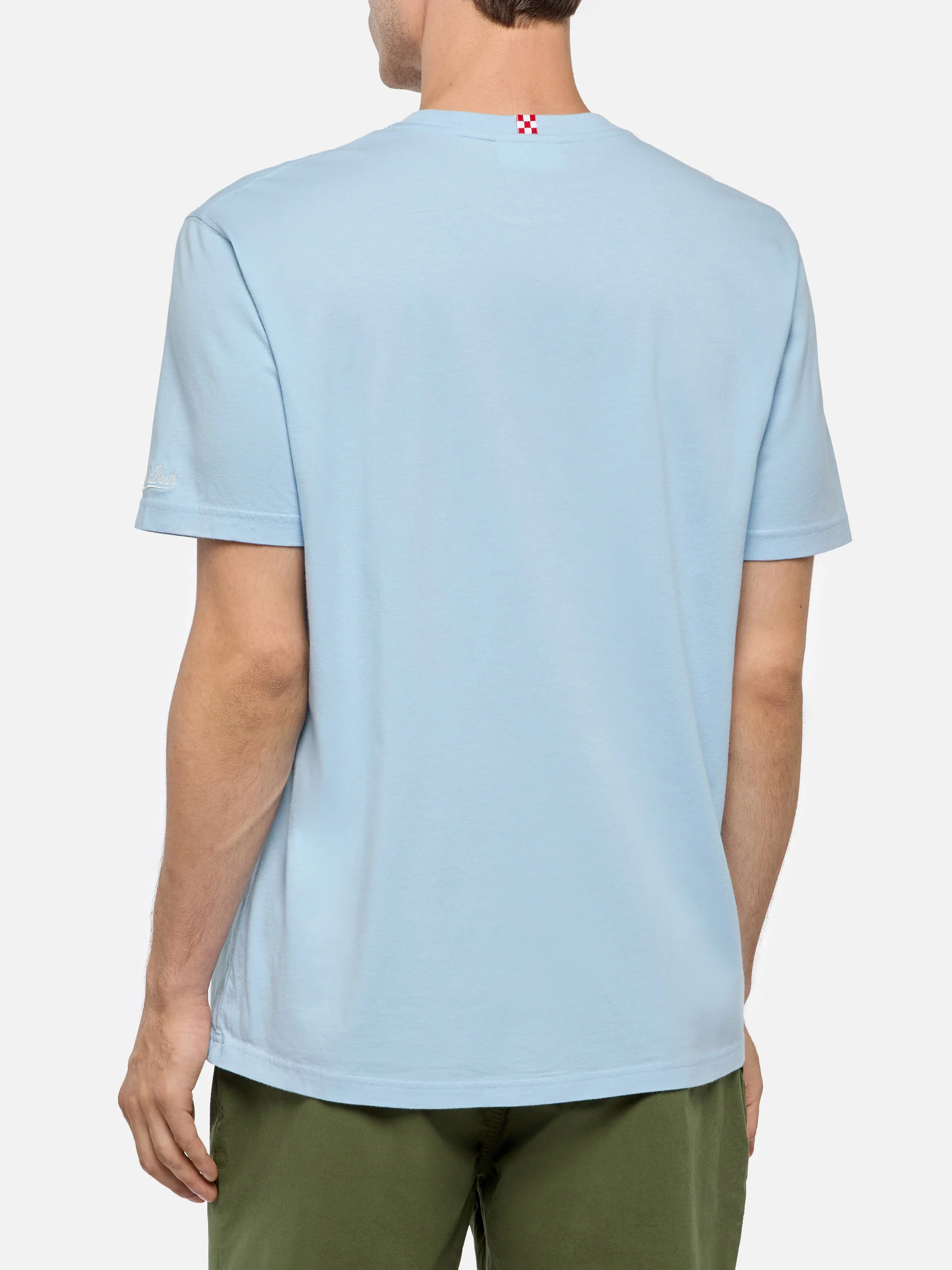 Light blue cotton jersey t-shirt Dover with St. Barth embroidery - Image 4