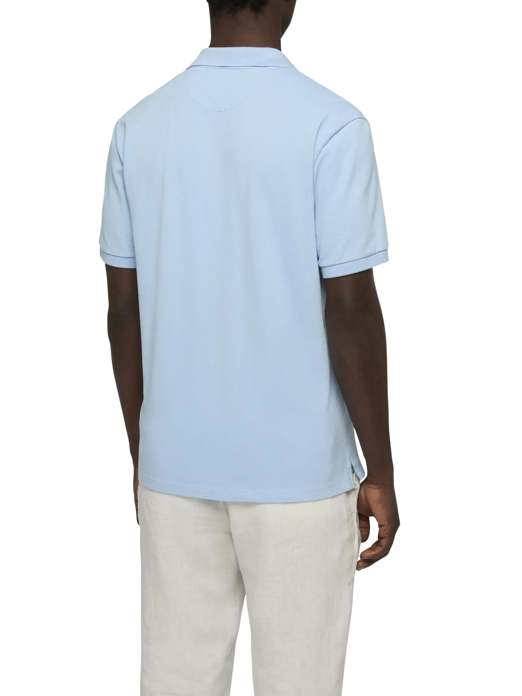 Light blue cotton piquet buttonless polo shirt Charles - Image 3