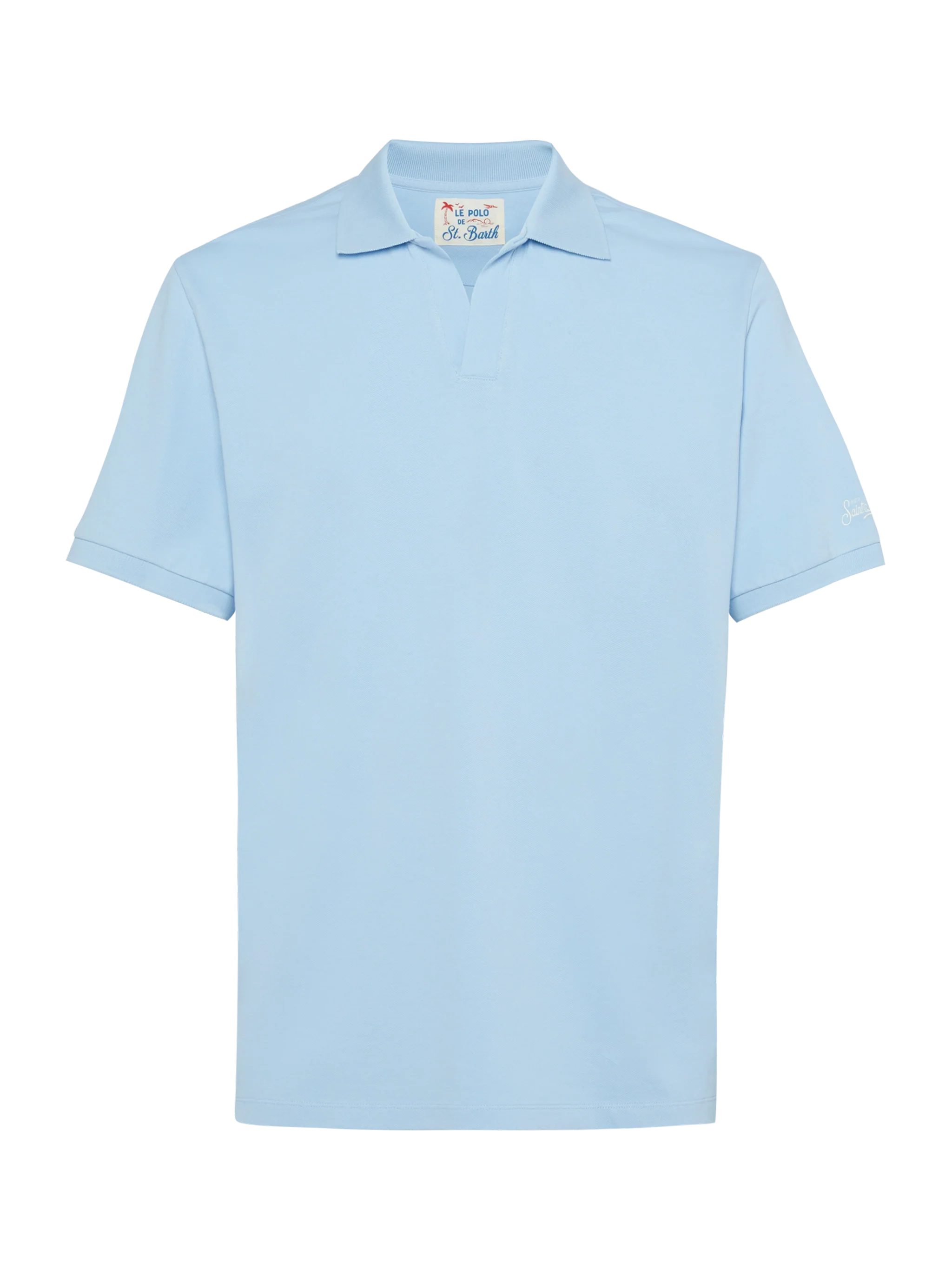 Light blue cotton piquet buttonless polo shirt Charles - Image 4