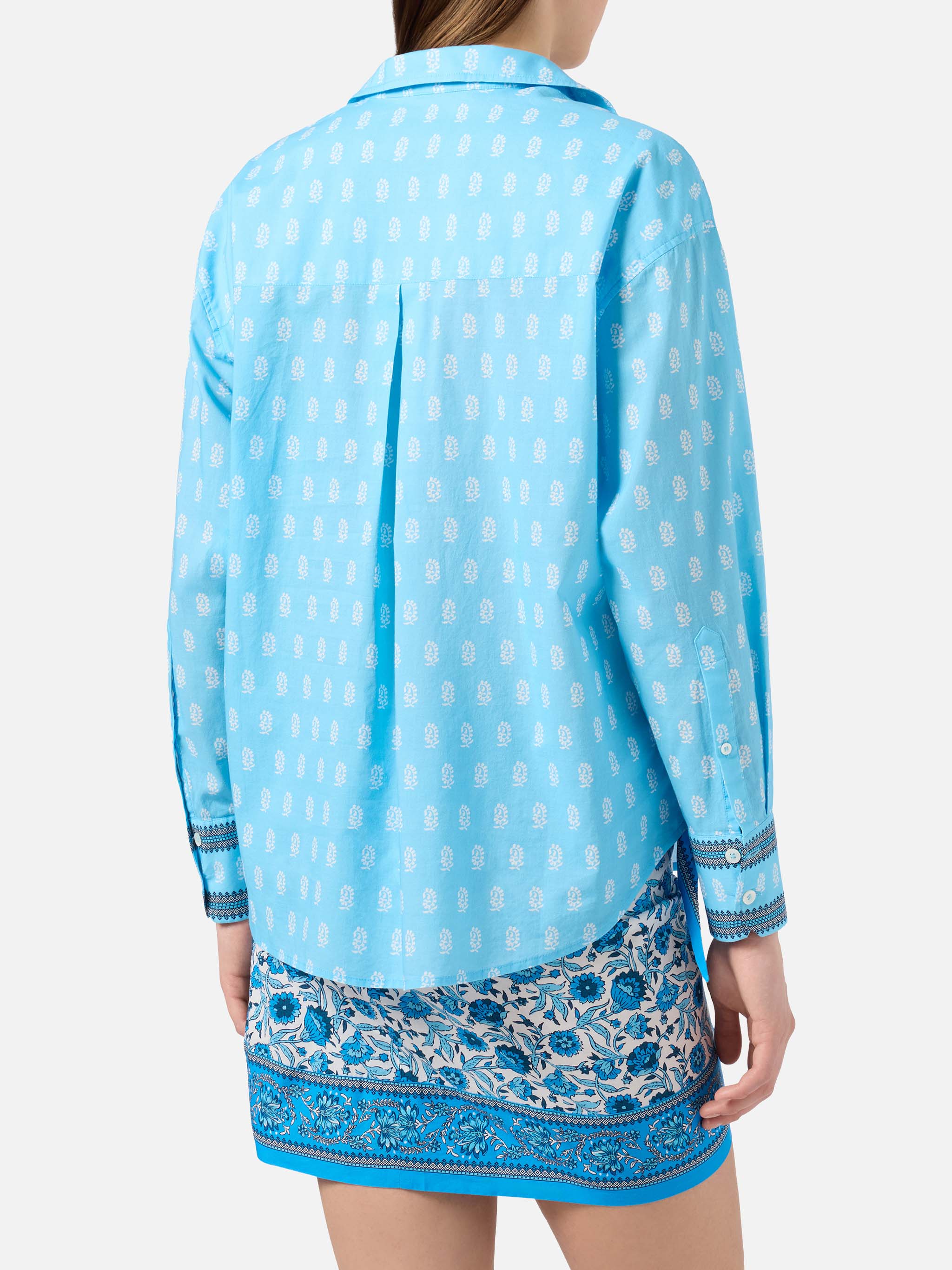 Light blue cotton voile Cristal shirt with paisley print - Image 3