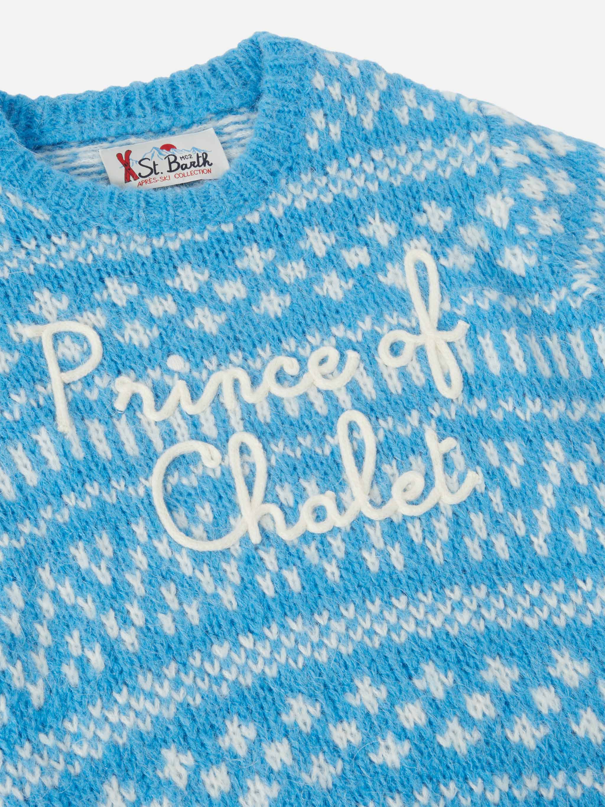 Light blue crewneck Douglas Soft with Prince of Chalet embroidery - Image 2