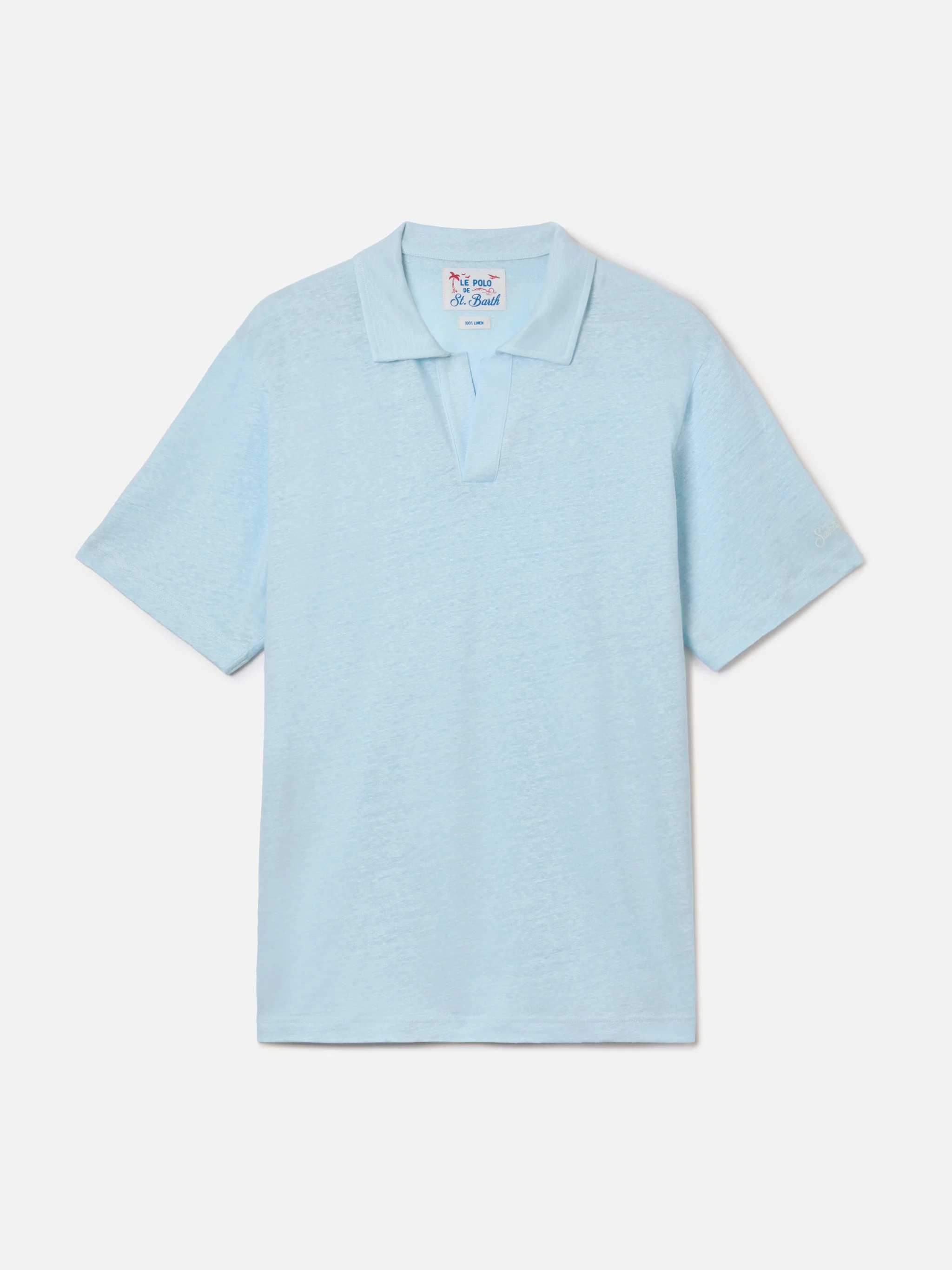 Light blue Fraser polo in pure linen - Image 4