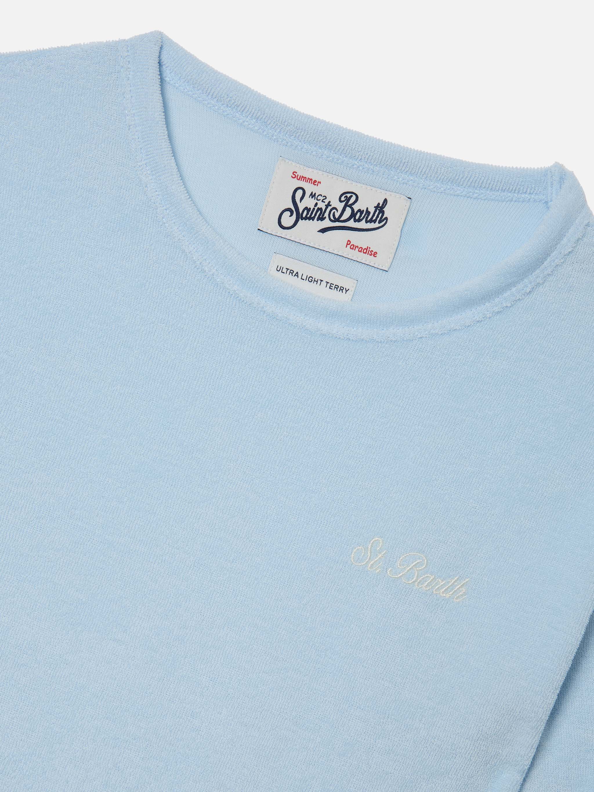 Light blue Gary Jr t-shirt in terry-effect fabric with embroidered logo - Image 2