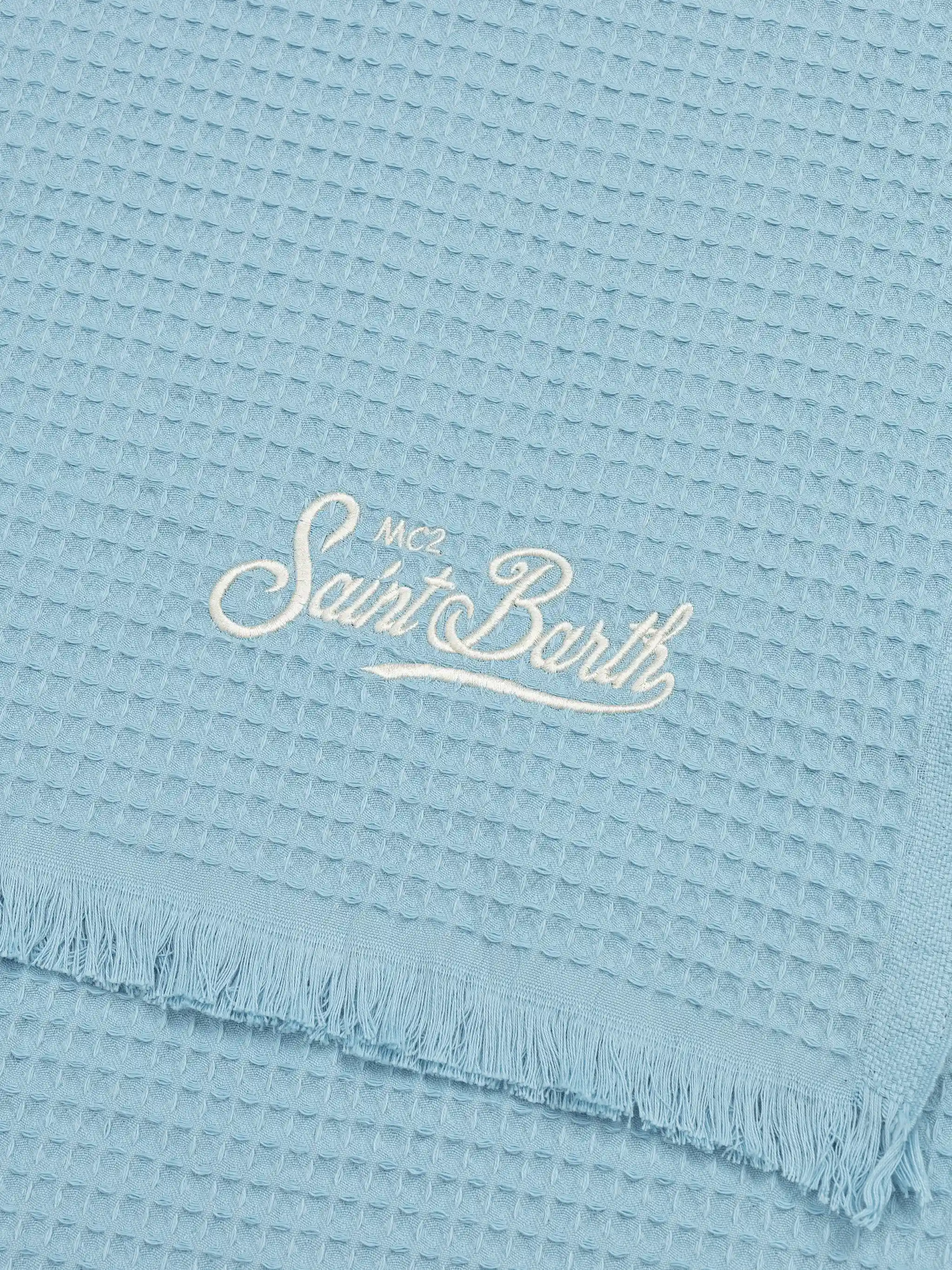 Light blue honeycomb cotton FoutaSac beach towel - Image 2
