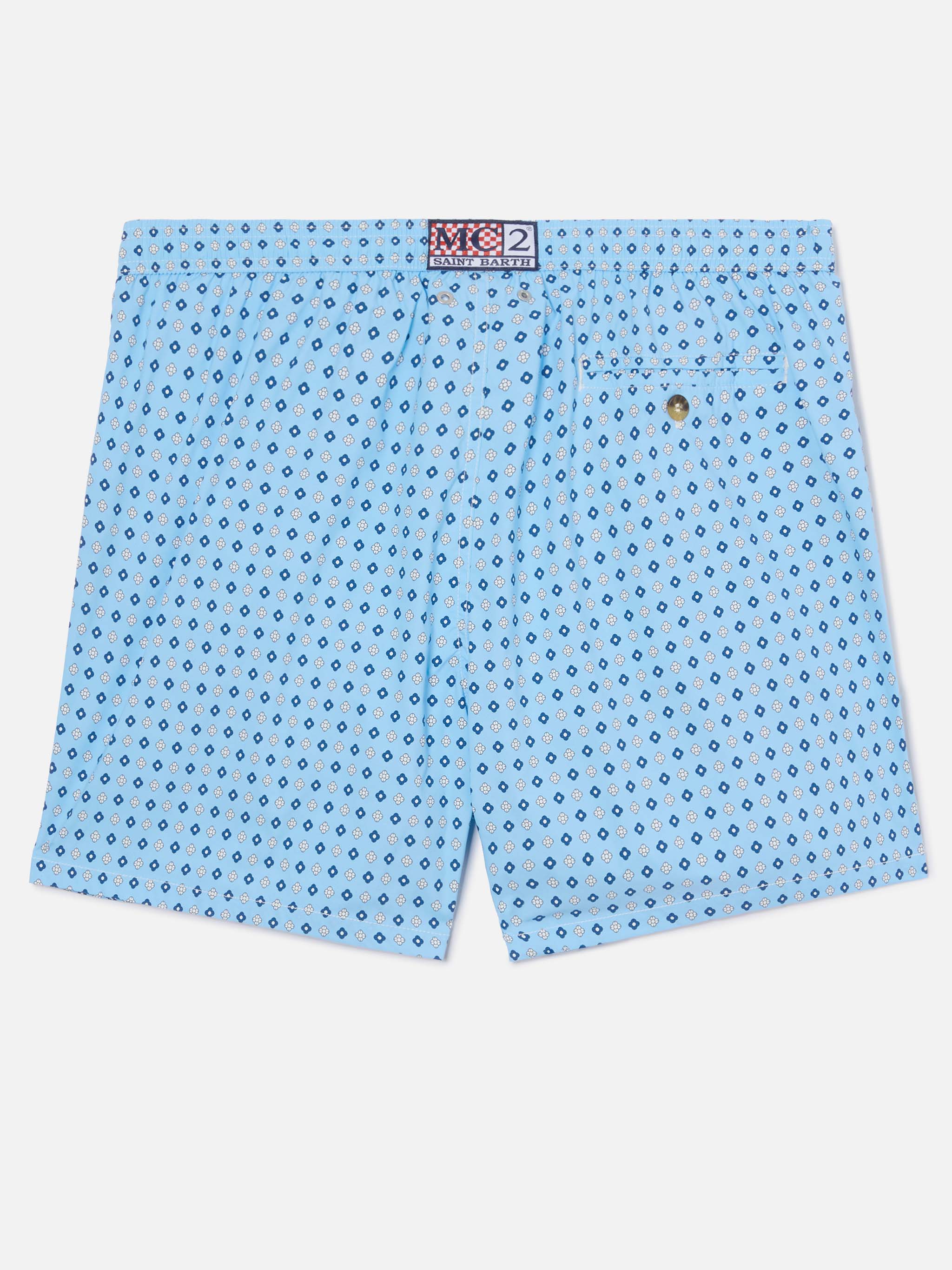 Light blue Lighting Micro swim shorts with all-over geometric print - Image 2