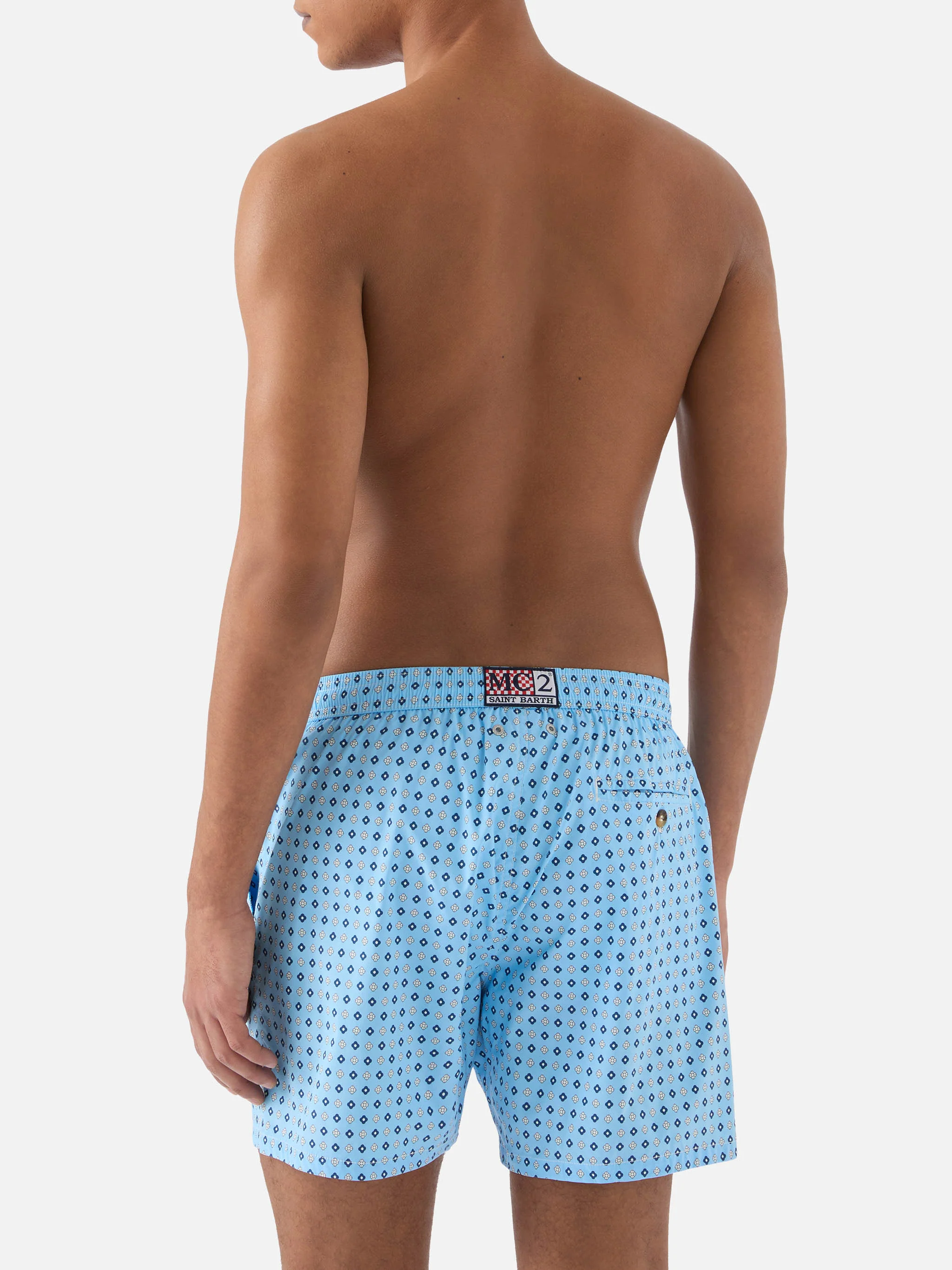 Light blue Lighting Micro swim shorts with all-over geometric print - Image 5