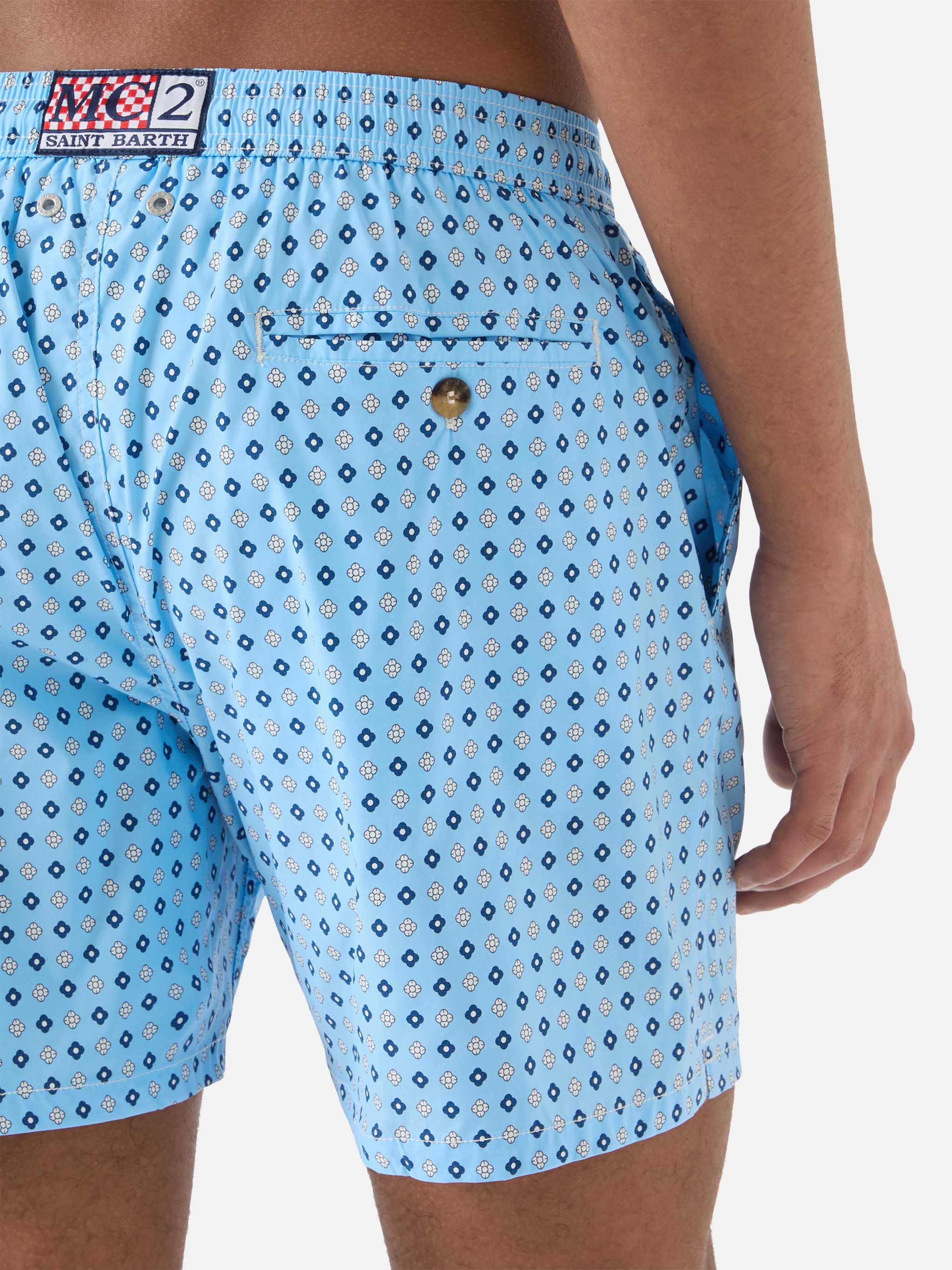 Light blue Lighting Micro swim shorts with all-over geometric print - Image 6