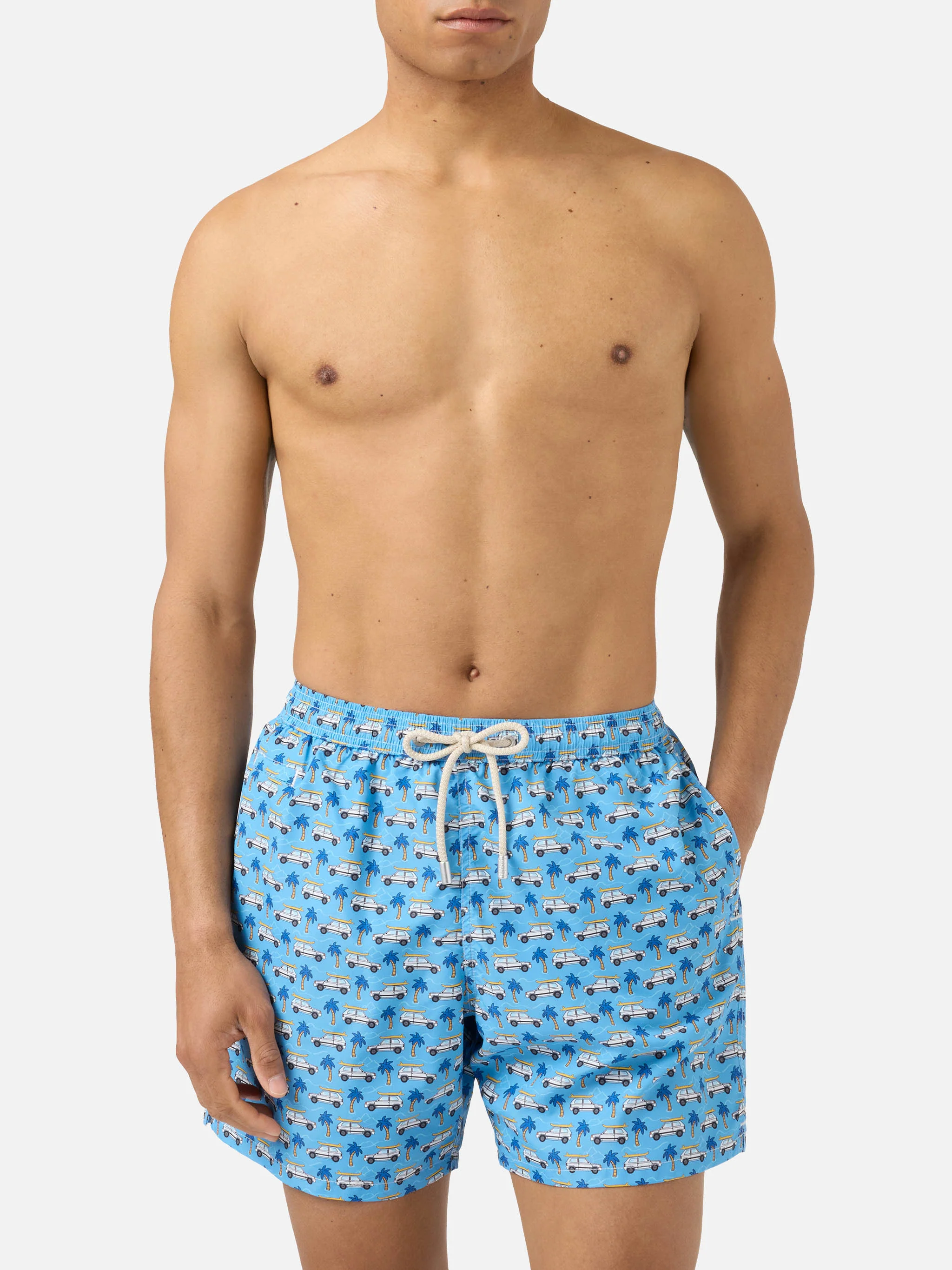 Light blue Lighting Micro swim shorts with Fiat Panda print | Special Edition - Image 3