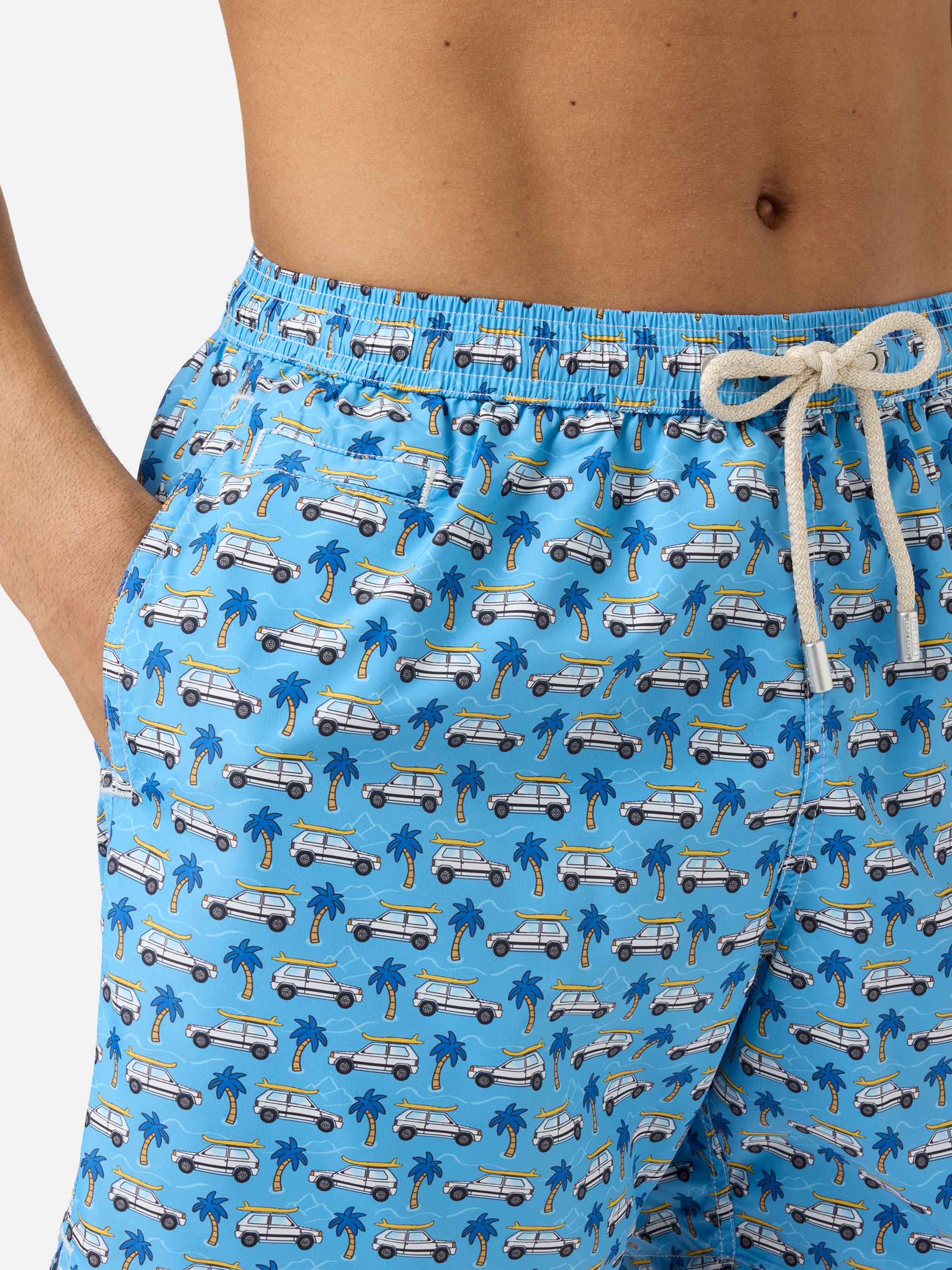 Light blue Lighting Micro swim shorts with Fiat Panda print | Special Edition - Image 4