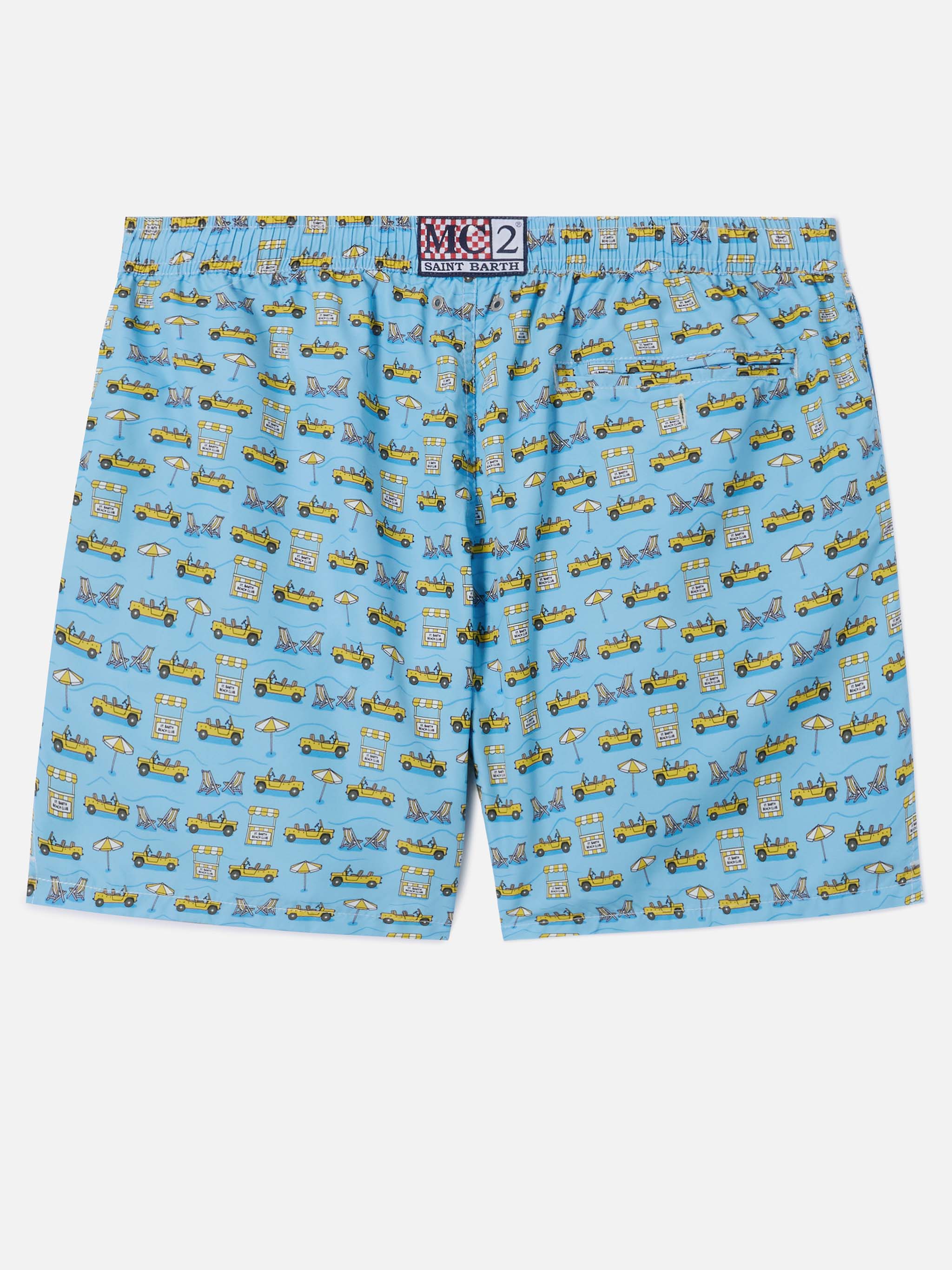 Light blue Lighting Micro swim shorts with road to Formentera all-over print - Image 2