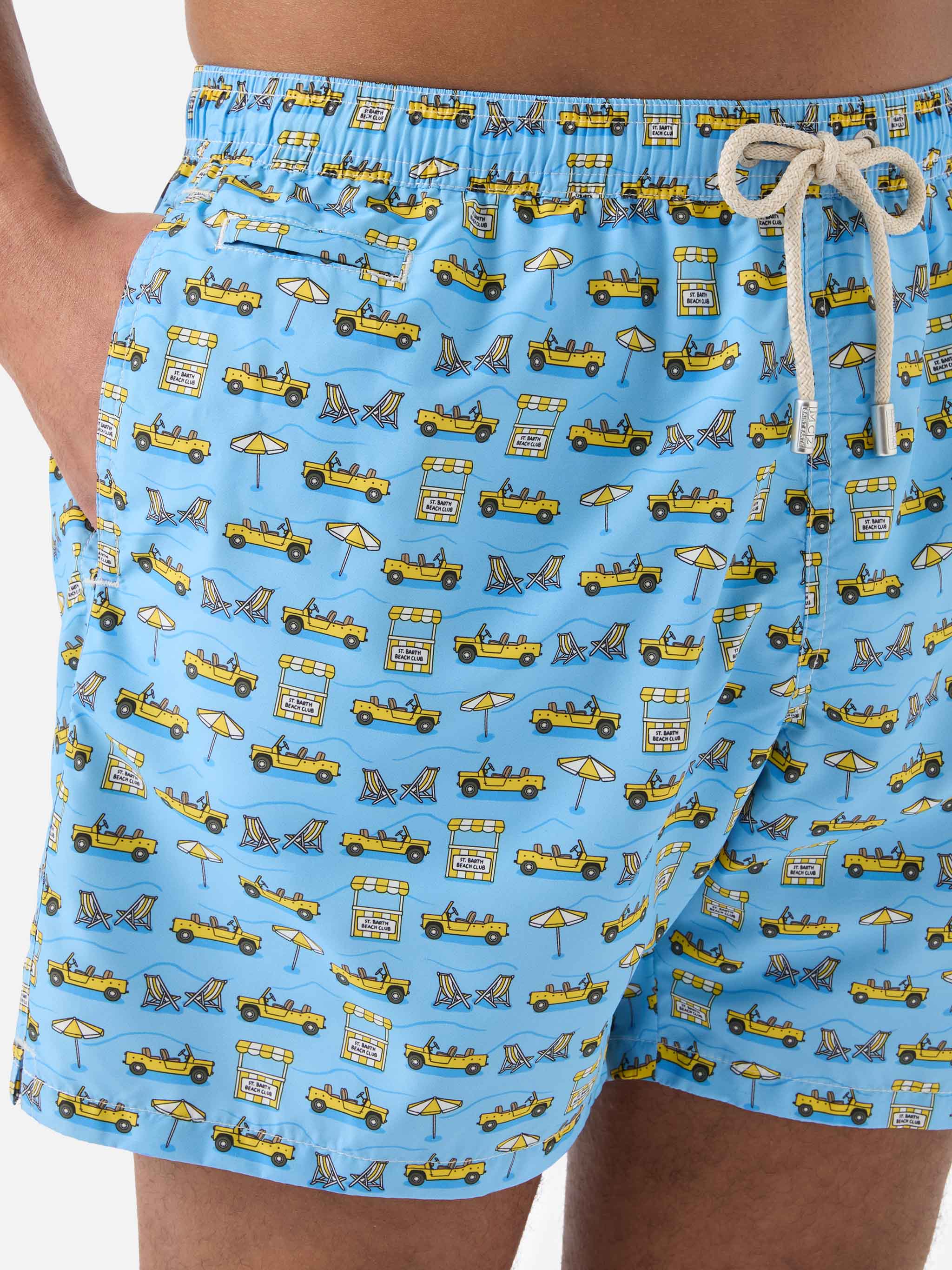 Light blue Lighting Micro swim shorts with road to Formentera all-over print - Image 4