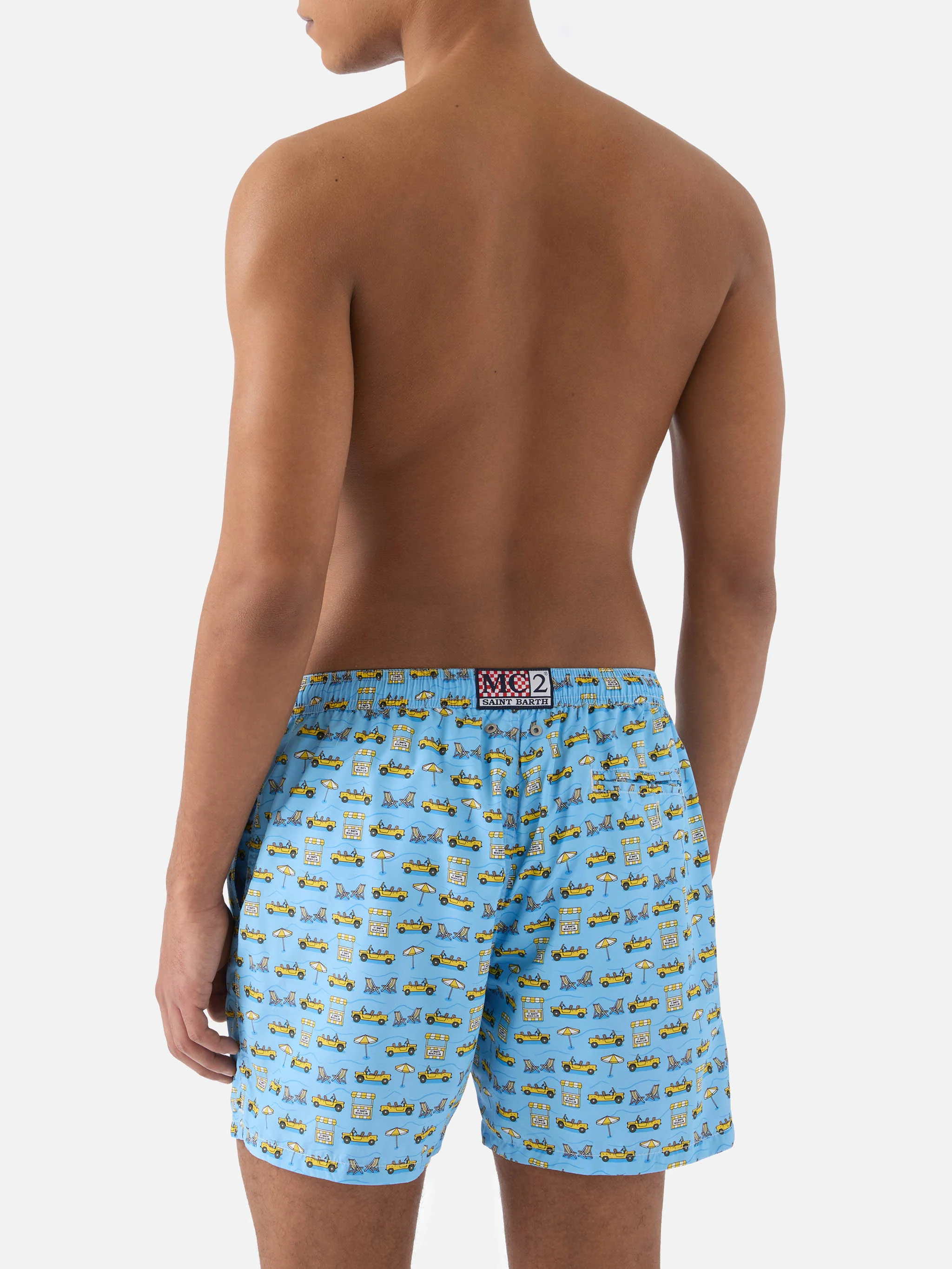Light blue Lighting Micro swim shorts with road to Formentera all-over print - Image 5
