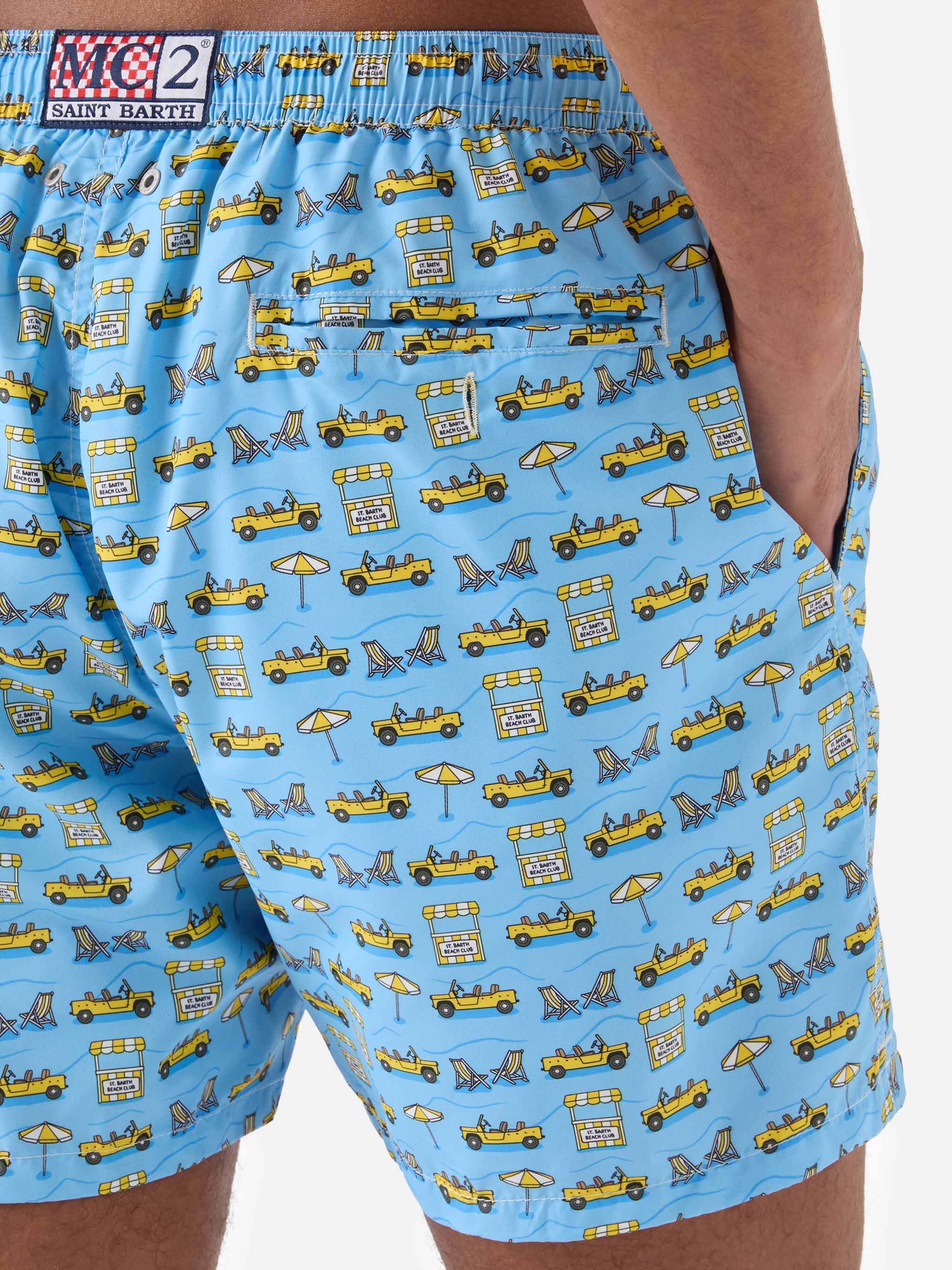Light blue Lighting Micro swim shorts with road to Formentera all-over print - Image 6