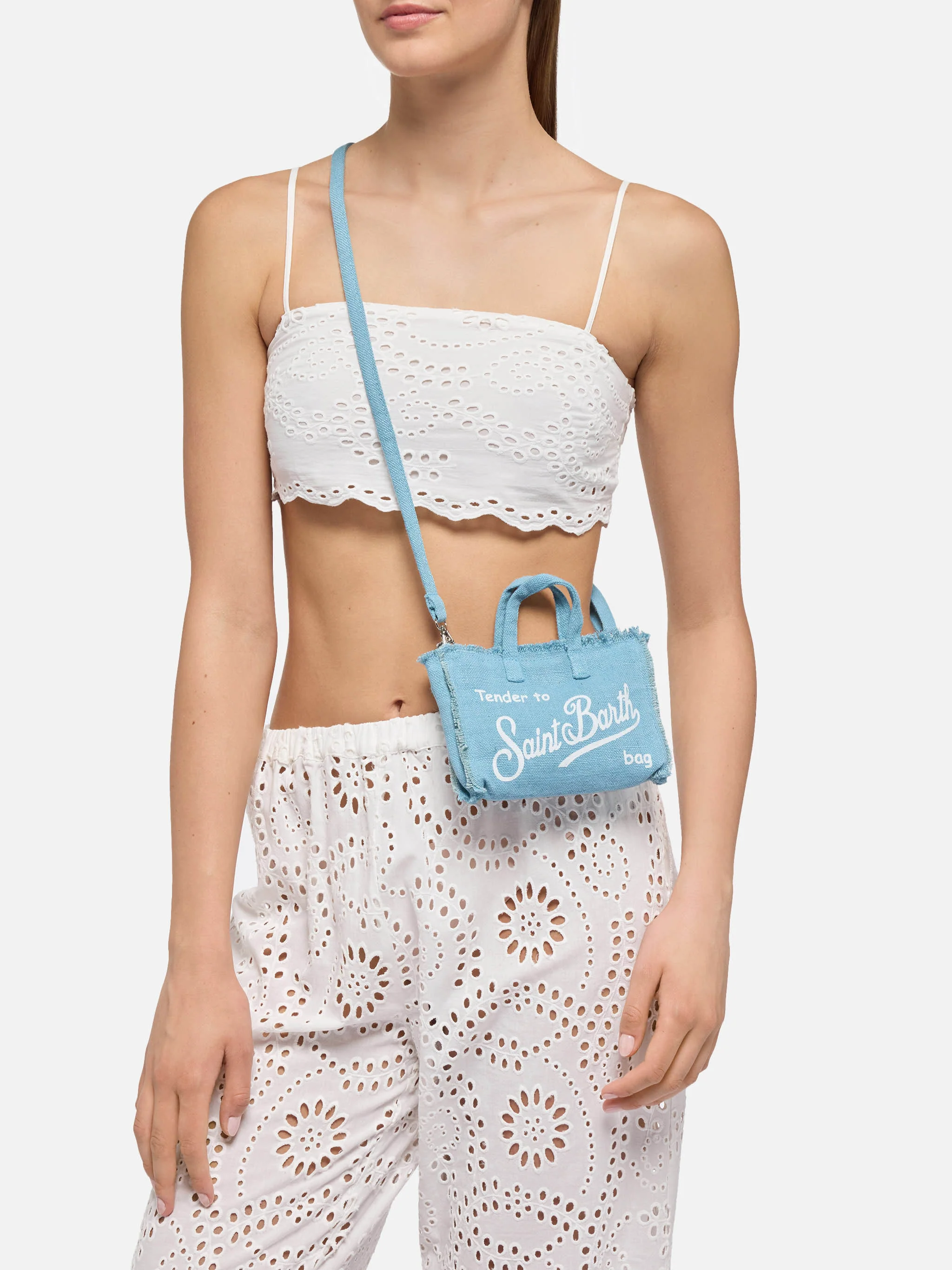 Light blue linen Phone Bag - Image 2