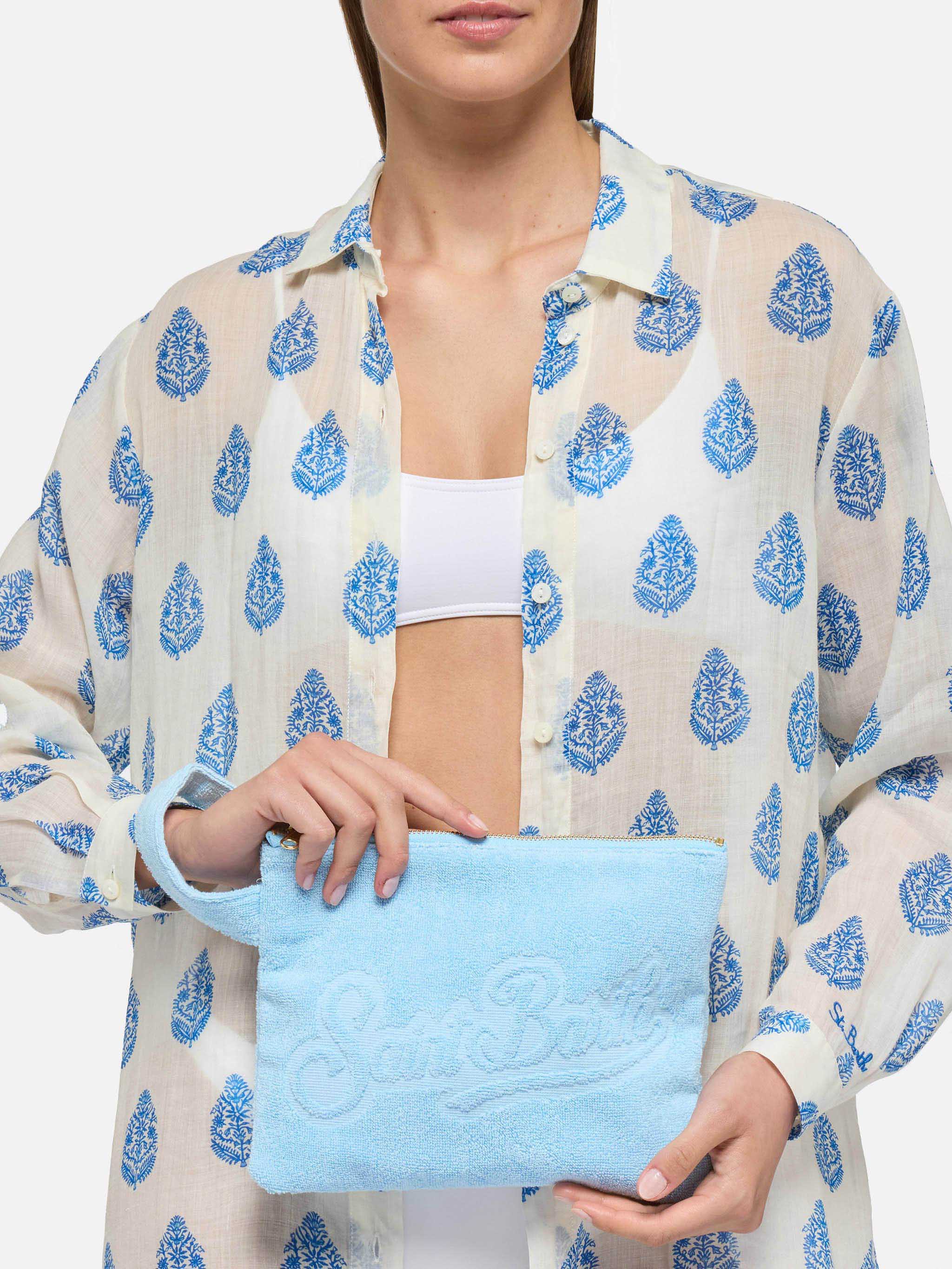 Light blue Pareasy pochette with jacquard Saint Barth logo - Image 2