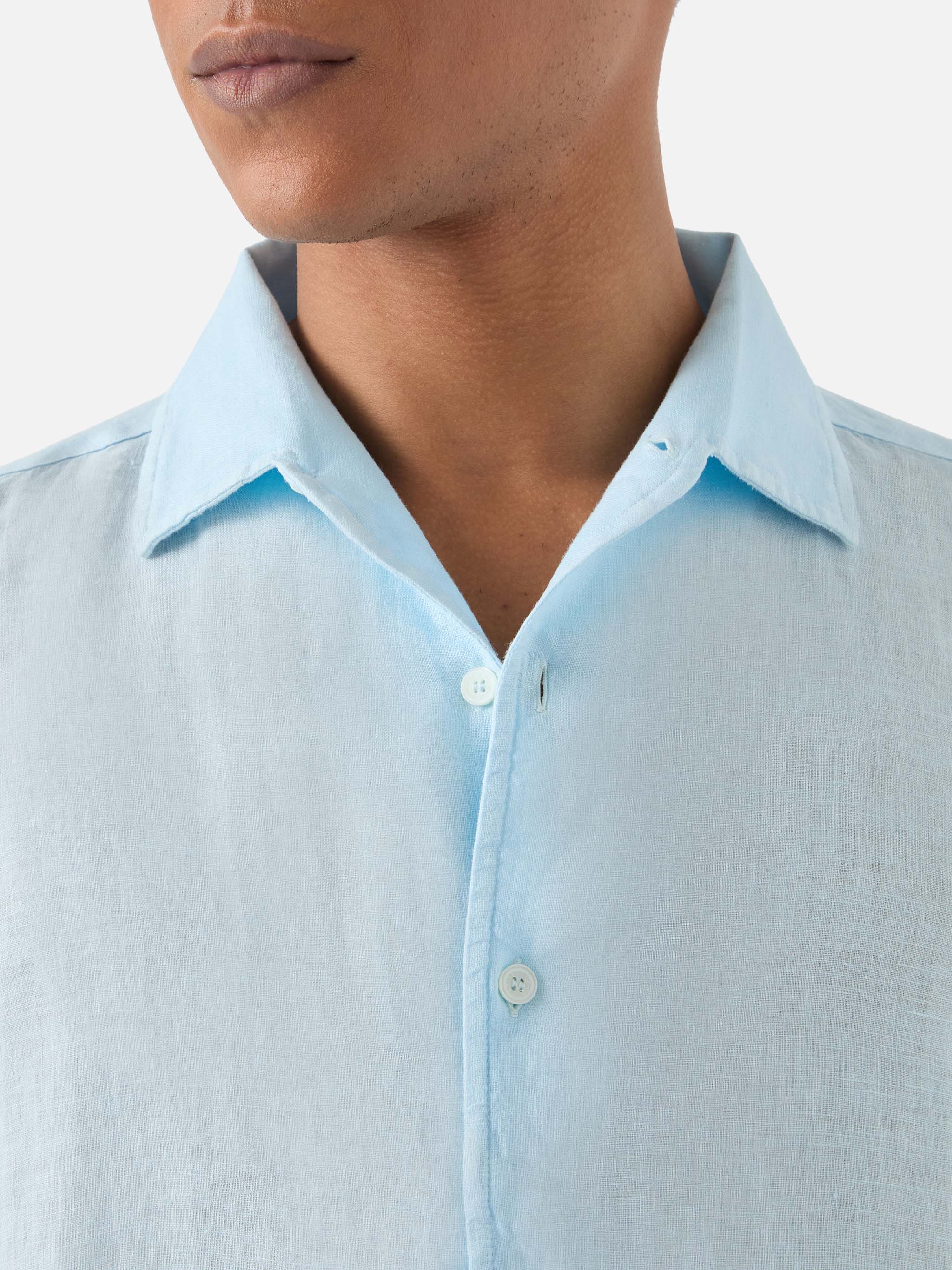 Light blue Raphael shirt in pure linen - Image 2